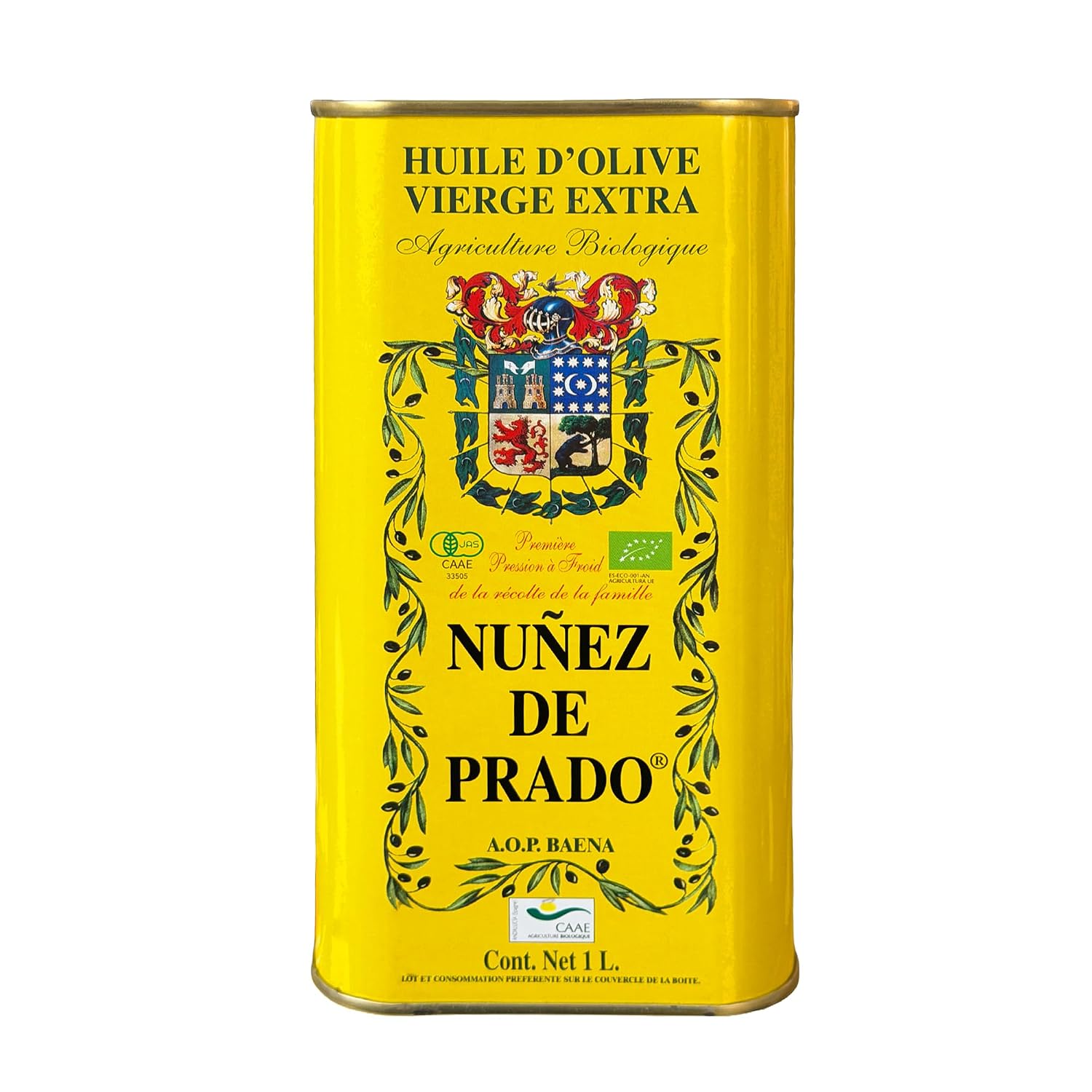Nuñez de Prado Extra Virgin Olive Oil – USDA Organic, DOP Baena, First Cold Pressed, Family Estate Harvest, 33.8 fl oz (1 Liter)