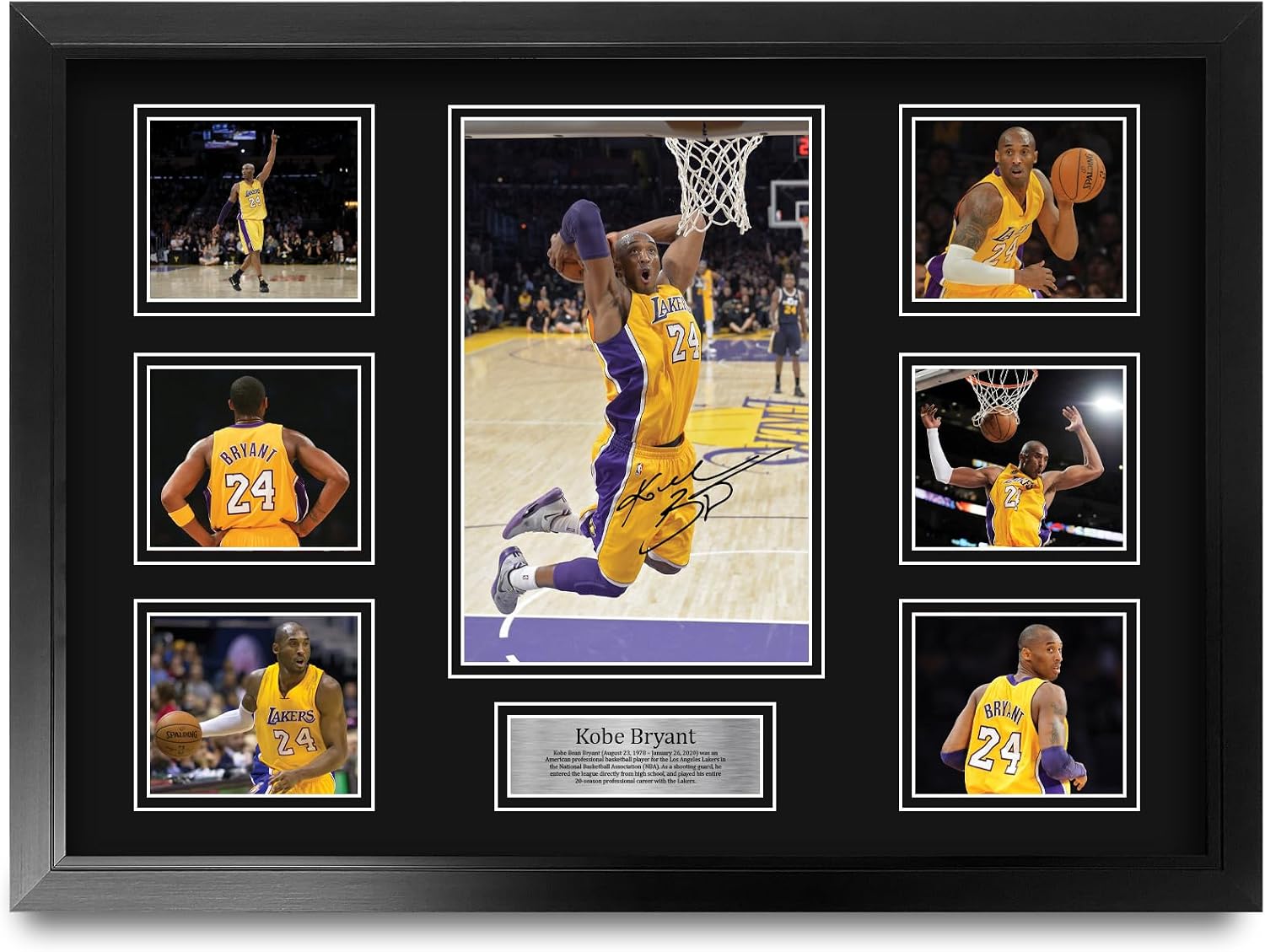 HWC Trading Kobe Bryant Signed Large 16 x 12 inch (A3) Printed Gifts Autograph Photo Display - 16" x 12" Framed