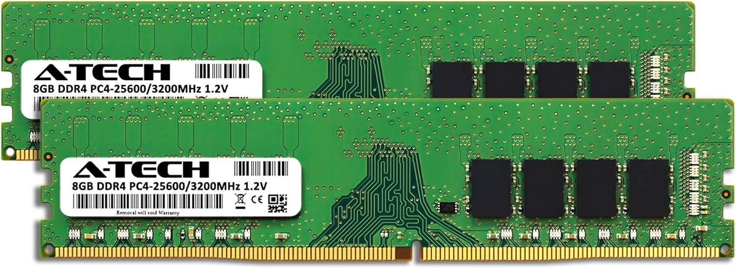 A-Tech 16GB DDR4 3200 MHz UDIMM PC4-25600 (PC4-3200AA) CL22 DIMM Non-ECC Desktop RAM Memory Module