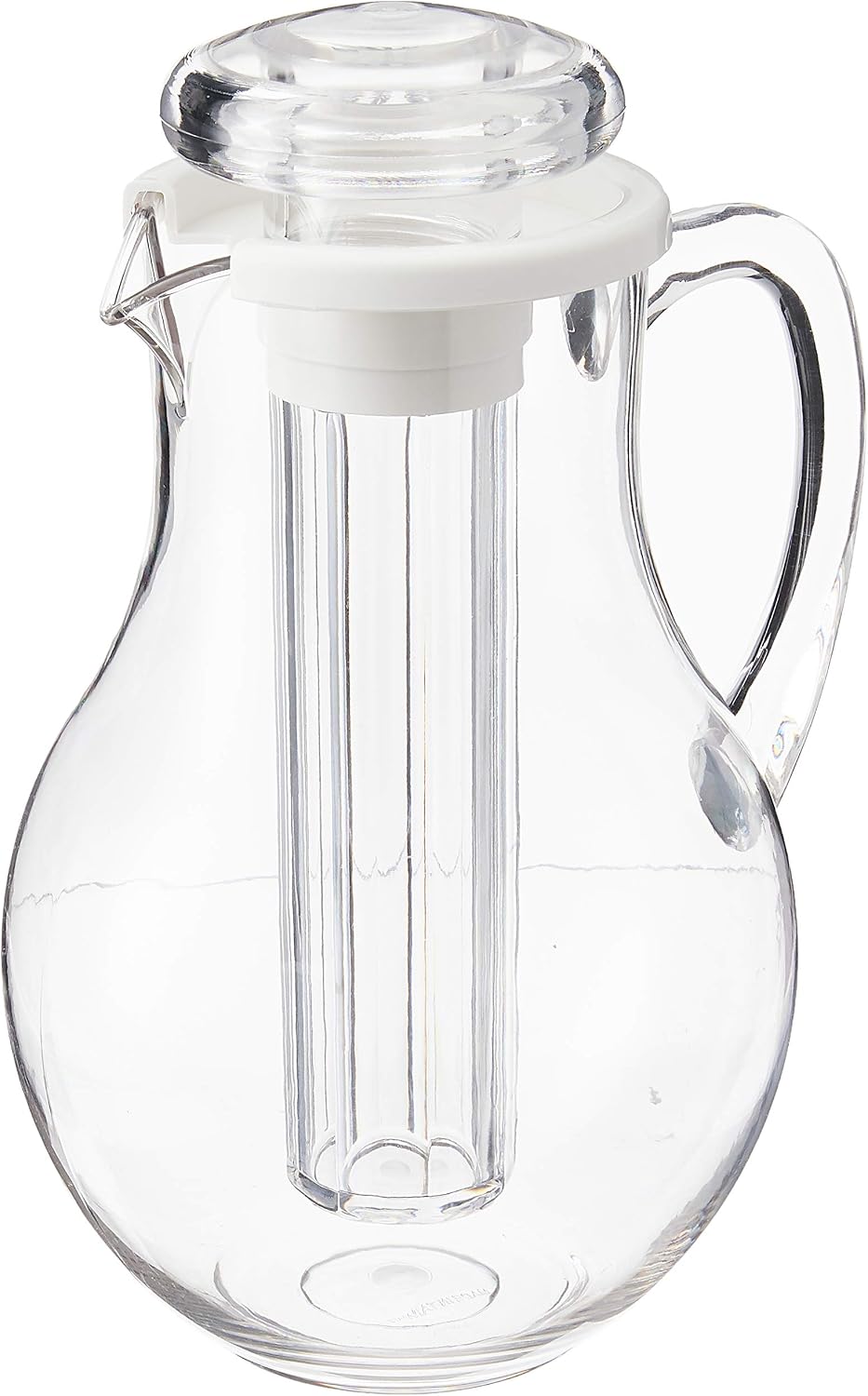 Winco 64 oz Clear Plastic Commercial Pitcher | Dishwasher safe, BPA-free, Keeps drinks chilled, Built-in ice tube core, Great for Water, Iced Tea