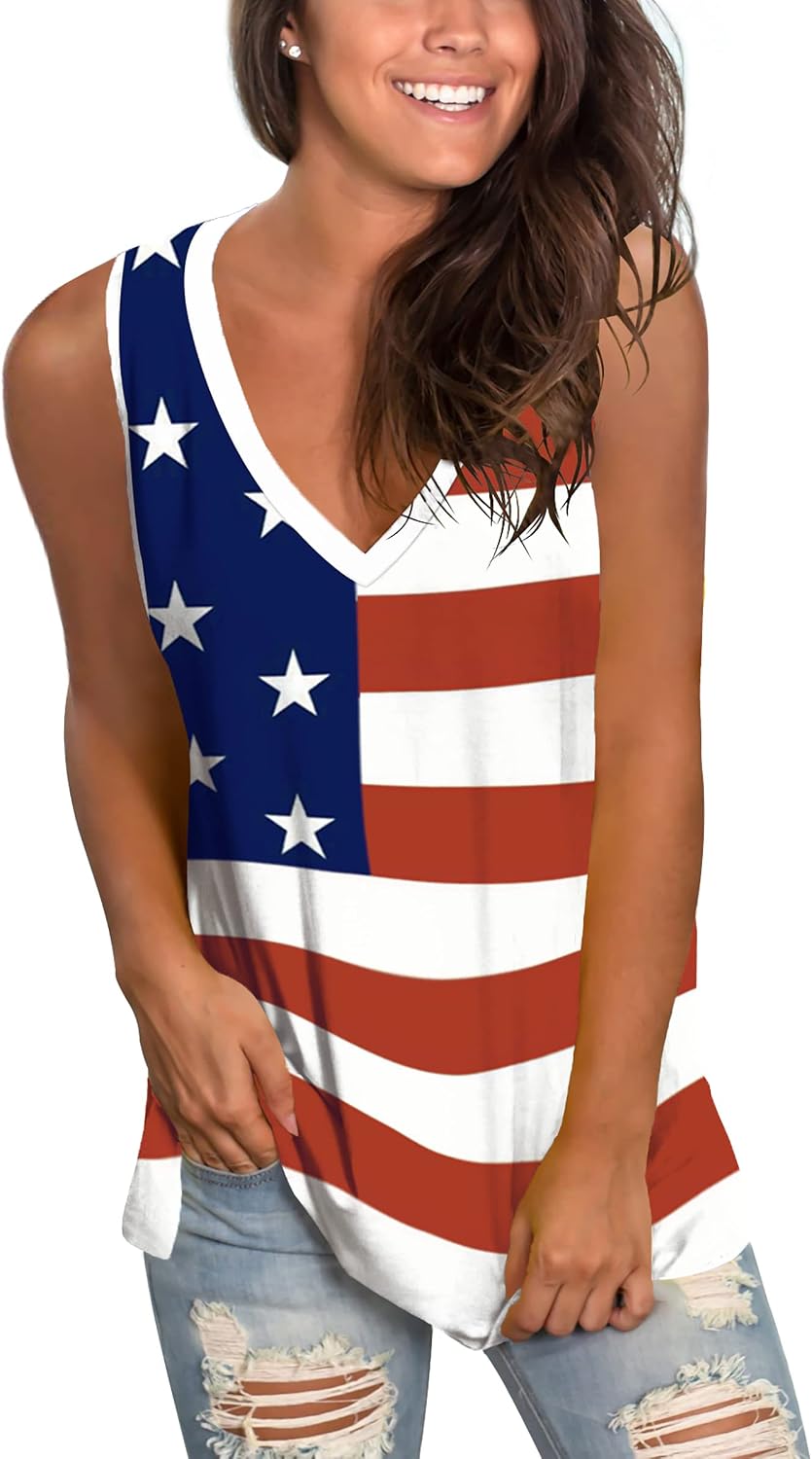 Sampeel Womens Summer Tank Tops Basic Tanks V Neck Sleeveless T Shirts Side Split