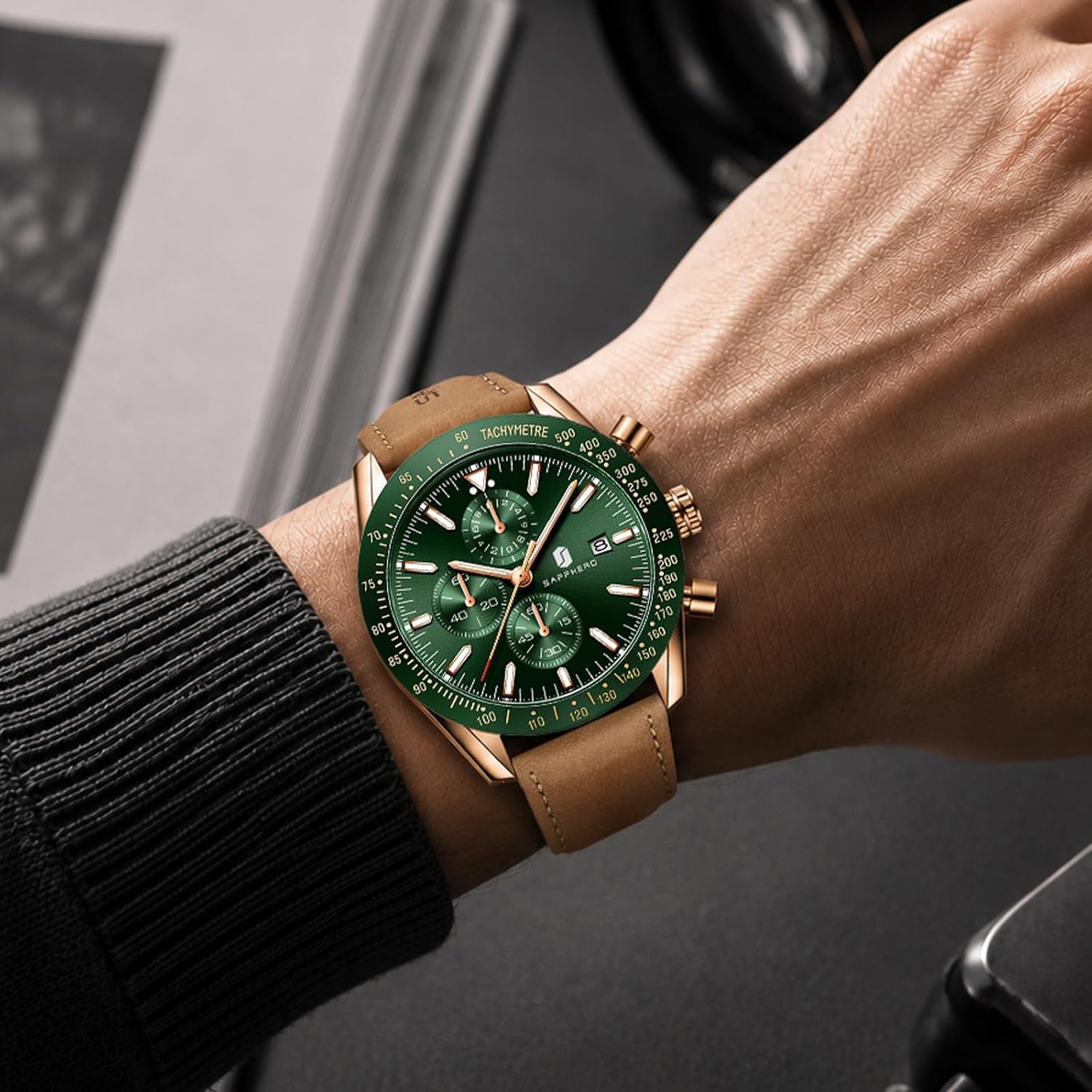 BENYAR Watch for Men Analog Quartz Chronograph Waterproof Luminous Designer Mens Wrist Watches Business Work Sport Casual Dress Watch with Silicone Strap Elegant Gifts for Men