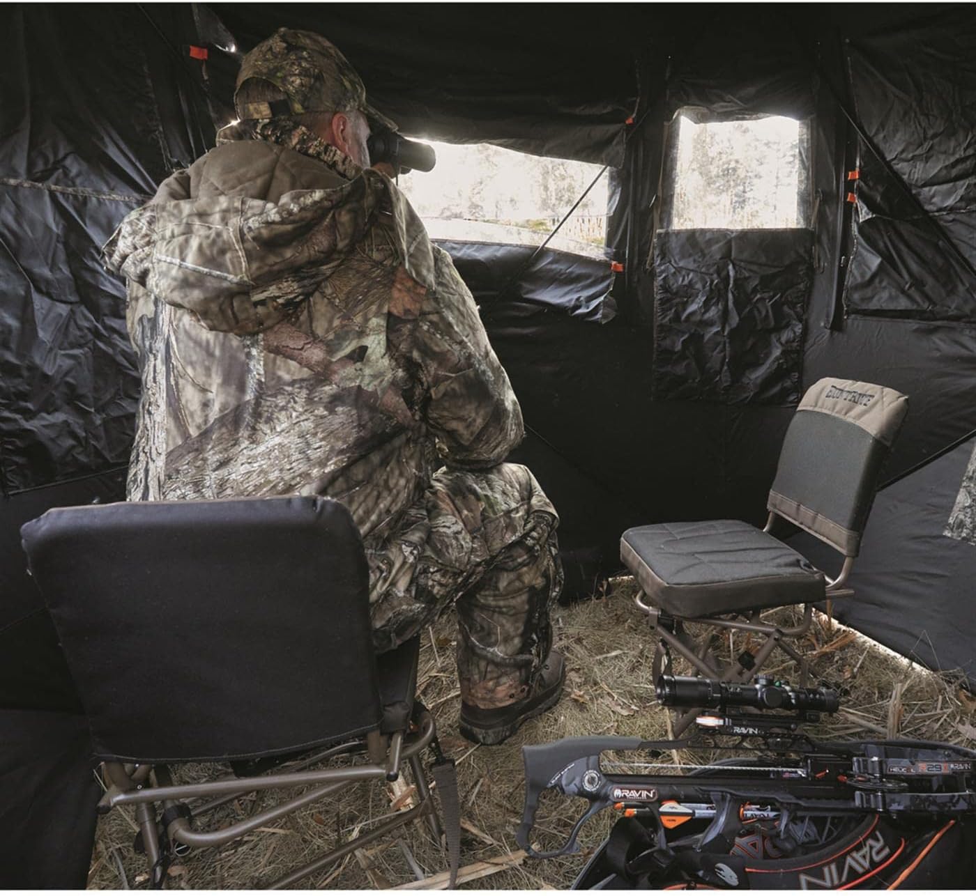 Guide Gear Huntrite 360 Swivel Hunting Blind Chair, 300 Pound Capacity, Folding, Lightweight, Portable, Padded Cushion Hunting Seat