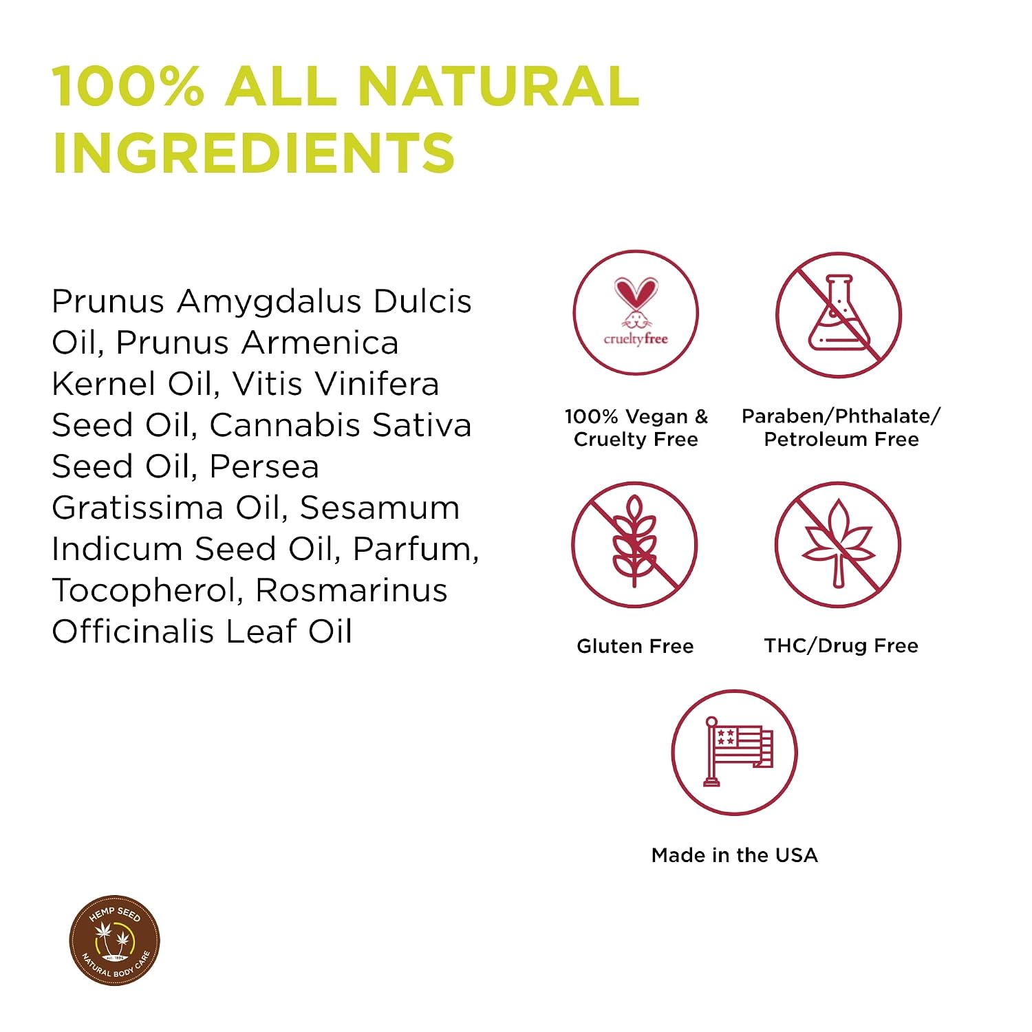 Hemp Seed Massage & Body Oil - 8 fl. oz. - Nourishing, Moisturizing Massage Oil - Hemp Seed, Apricot, Grapeseed & Sweet Almond Oil - Vegan & Cruelty Free