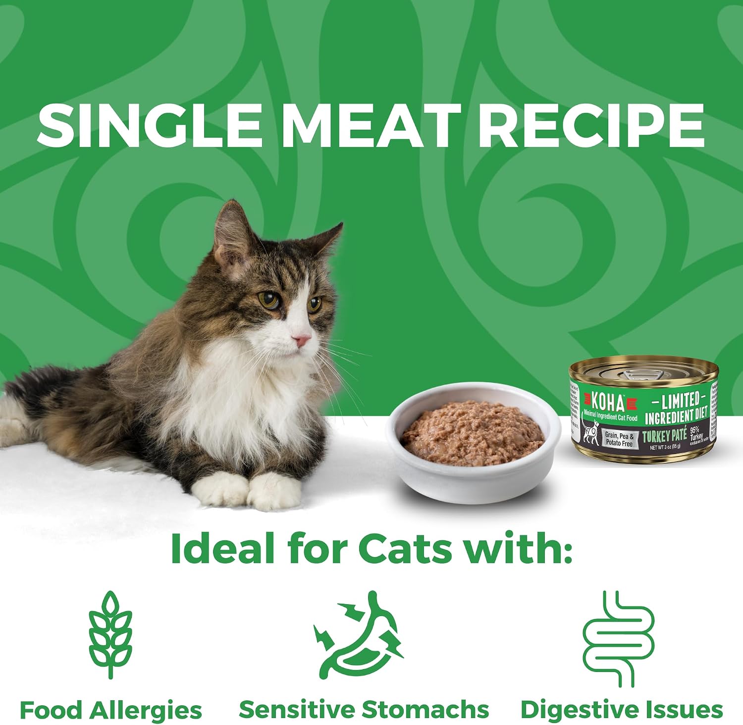 KOHA Limited Ingredient Diet Chicken Pate for Cats, 5.5oz Pack of 24 | Single meat protein, sensitive stomach formula, no fillers, limited ingredient wet cat food, made in USA