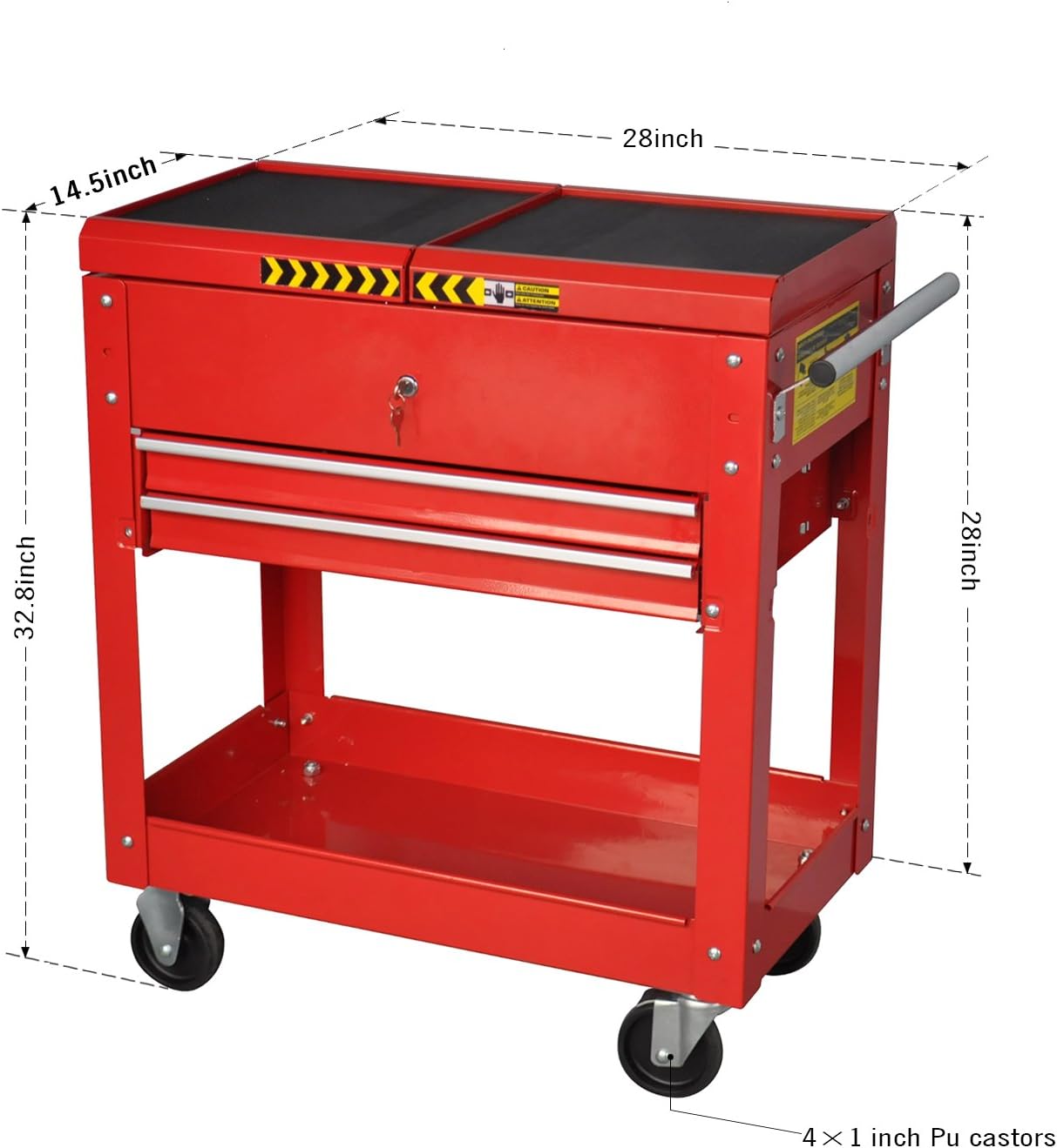 Pro-Lift M-0004 Rolling Tool Cart Box, 350 lbs Capacity Heavy Duty Utility Service Cart with 2 Drawers & Lockable Sliding Top