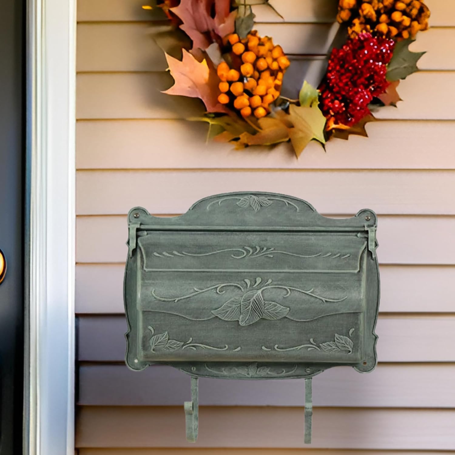 Special Lite Floral Horizontal Wall Mount Mailbox - Black Aluminum Mailbox for Wall Mount - SHF-1001-BLK