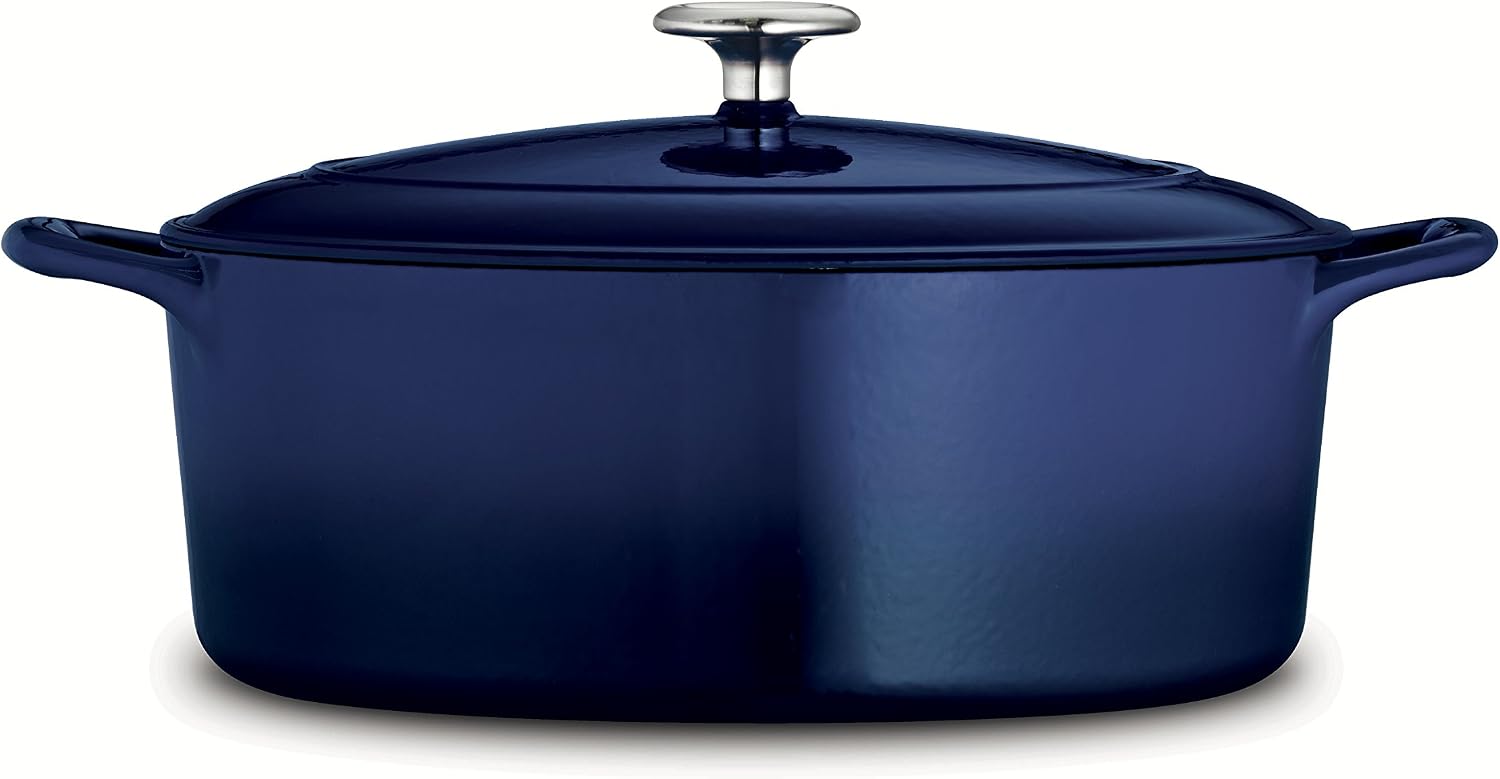 Tramontina Bestow Enameled Cast Iron 4-Qt Braiser Pan with Lid, Blue | Oven-to-Table Casserole Dish, Great for Shallow Braises & Simmers