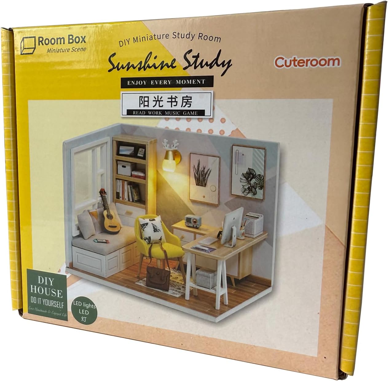 CUTEROOM DIY Doll Room Miniature Furniture Wooden House Kit-Study Room