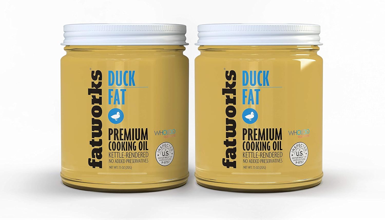 Fatworks, Premium USDA Cage Free Duck Fat, Ultimate Cooking Oil for Gourmet Frying and Baking, WHOLE30 APPROVED, KETO, PALEO, 7.5 oz.