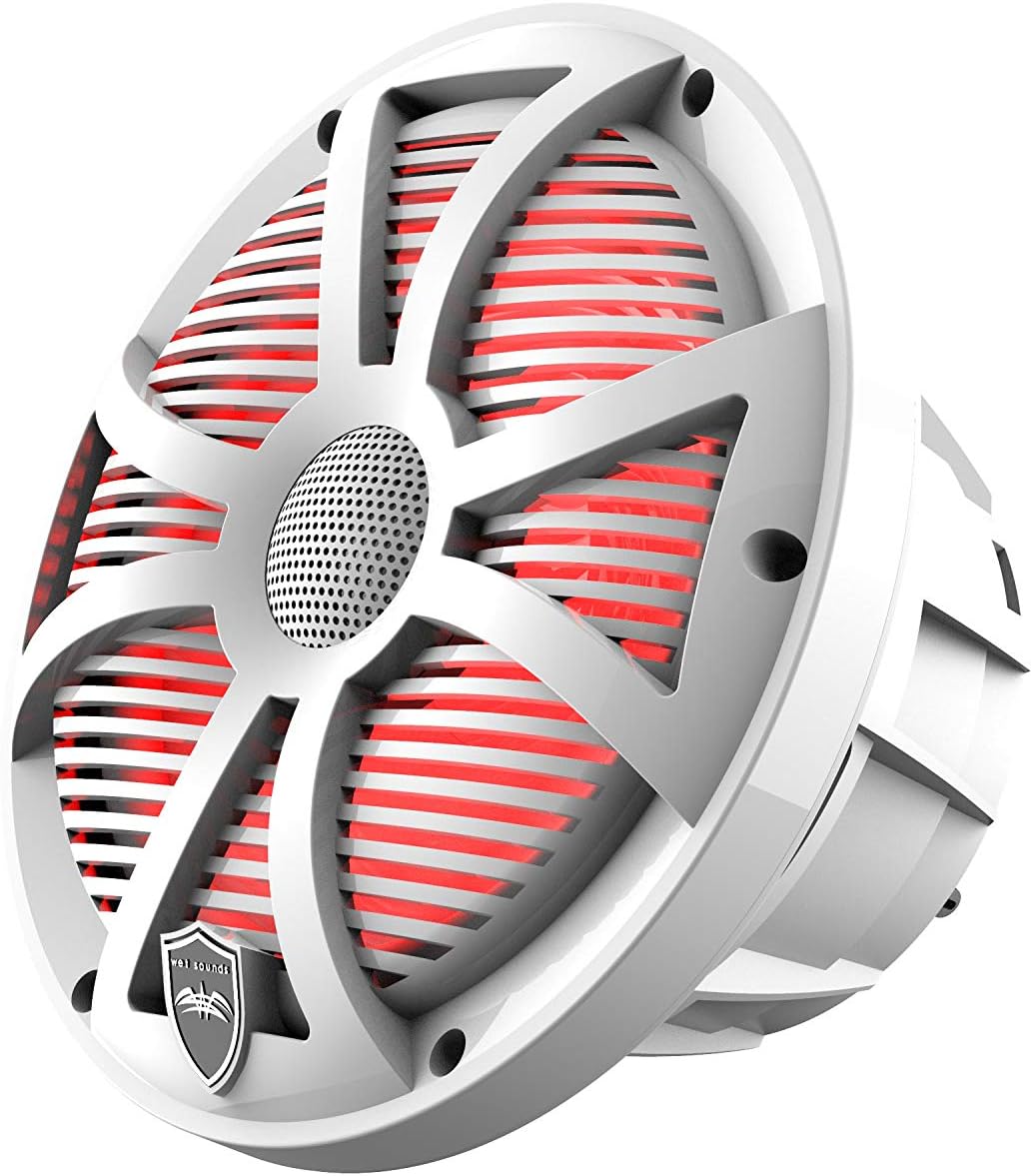 wet sounds | REVO 8-SWW | High Output Component Style 8" Marine Coaxial Speaker with RGB Backlighting and Enclosed White SW Grille