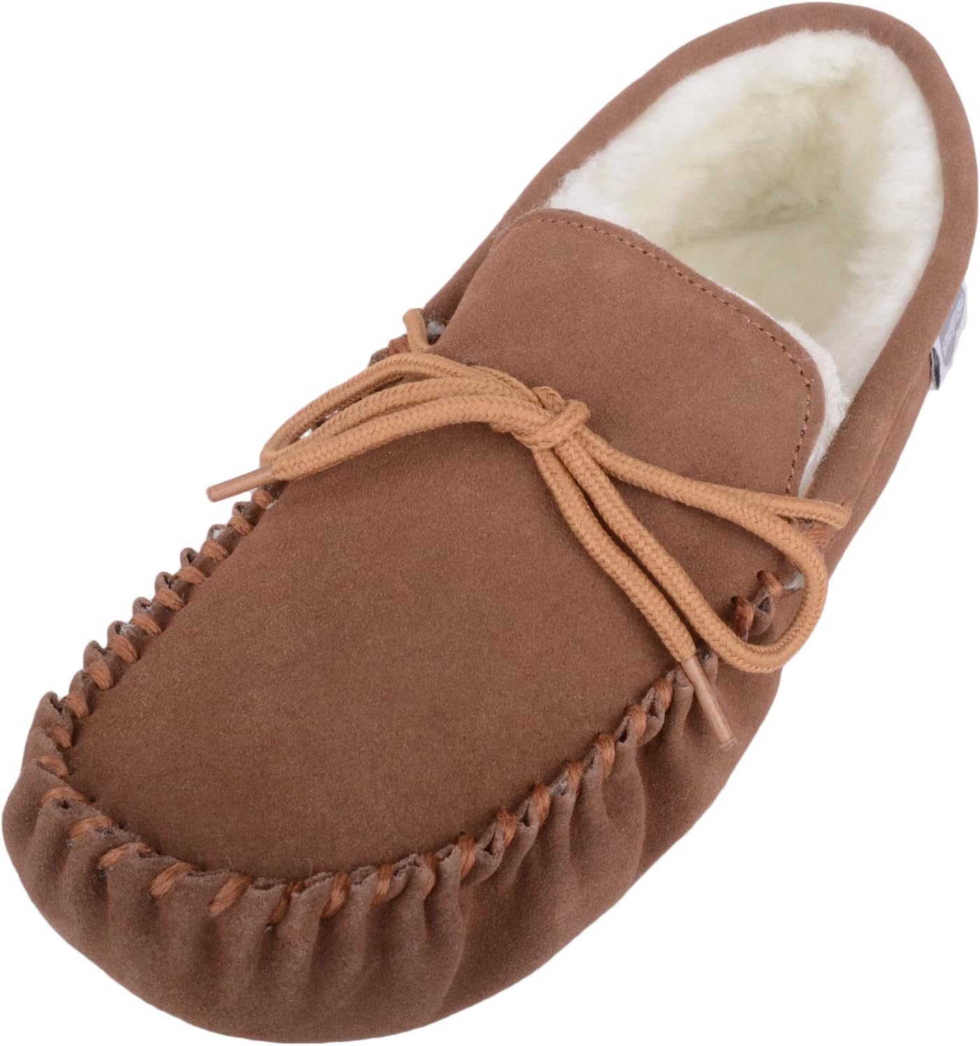 SNUGRUGS Men's Alfie Wool Lined Suede Sole Moccasin Slipper