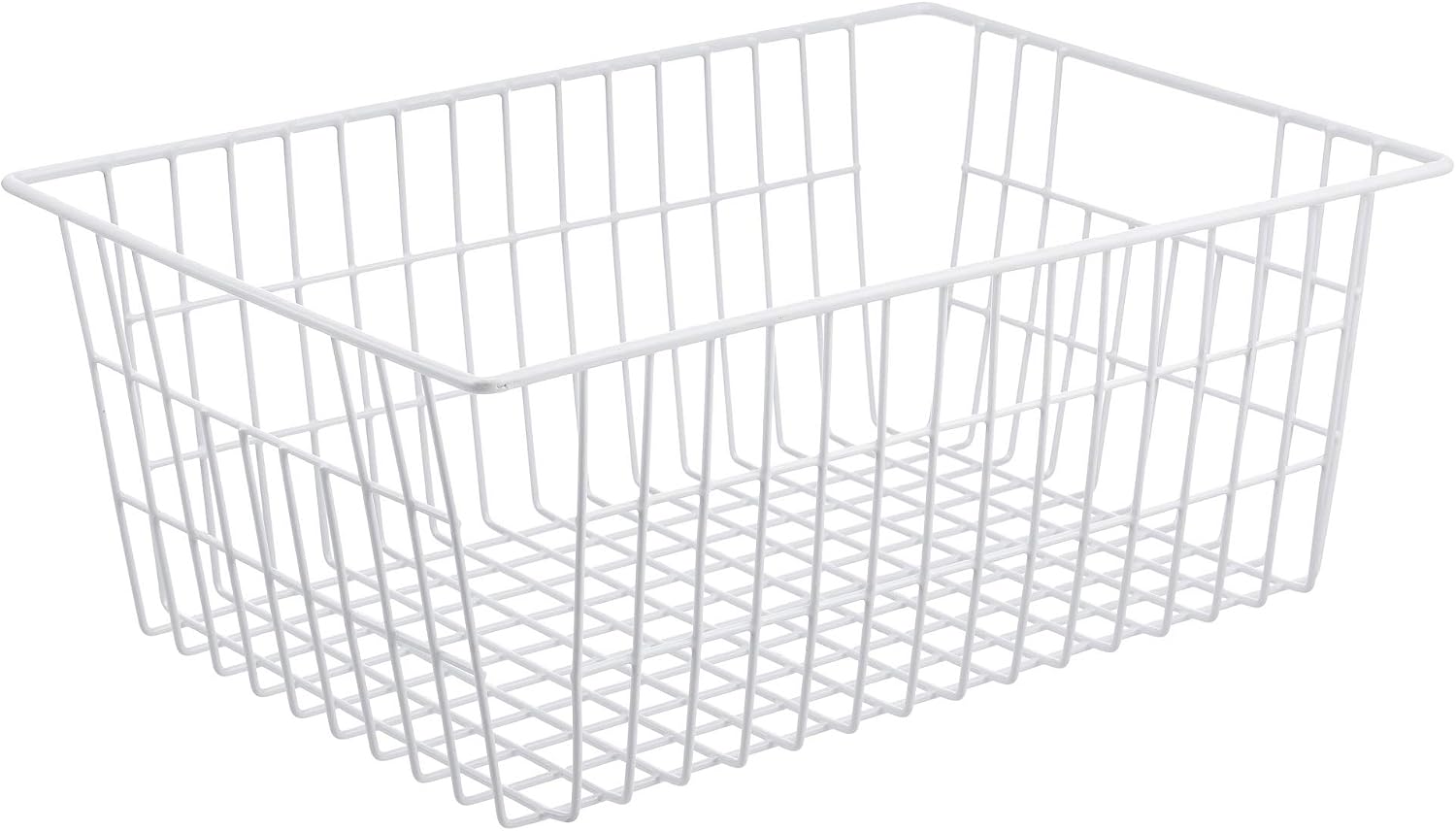 iPEGTOP Wire Storage Freezer Baskets, Set of 2 Large 15.4" Household Metal Organizer Storage Bins Basket for Kitchen Cabinets, Refrigerators, White