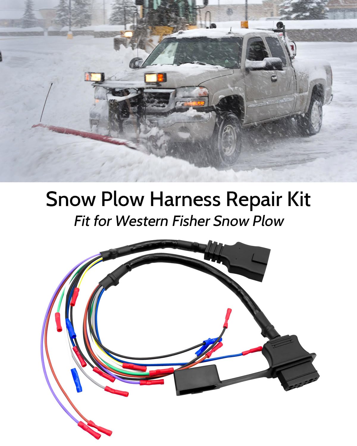 9 Pin Repair Harness Kit Fit for Western Fisher 49317 22335K 49308 22336K | Truck and Snow Plow Side
