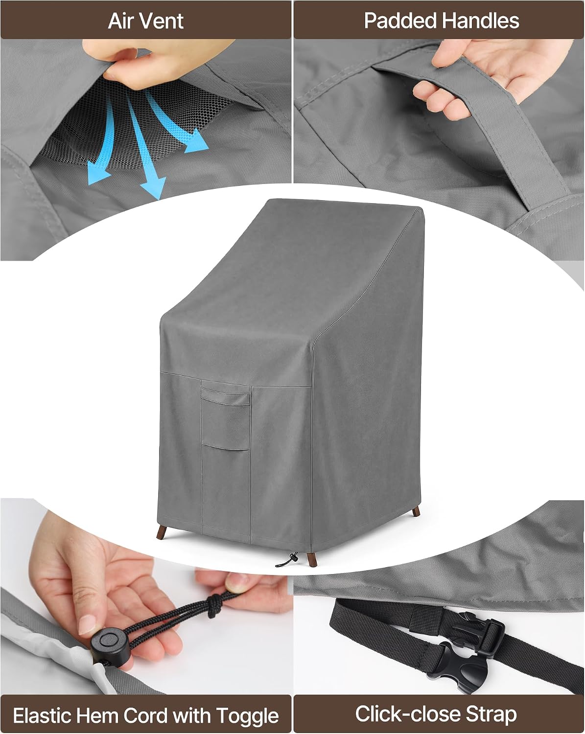 Vailge Stackable Patio Chair Covers & Outdoor Furniture Covers Waterproof