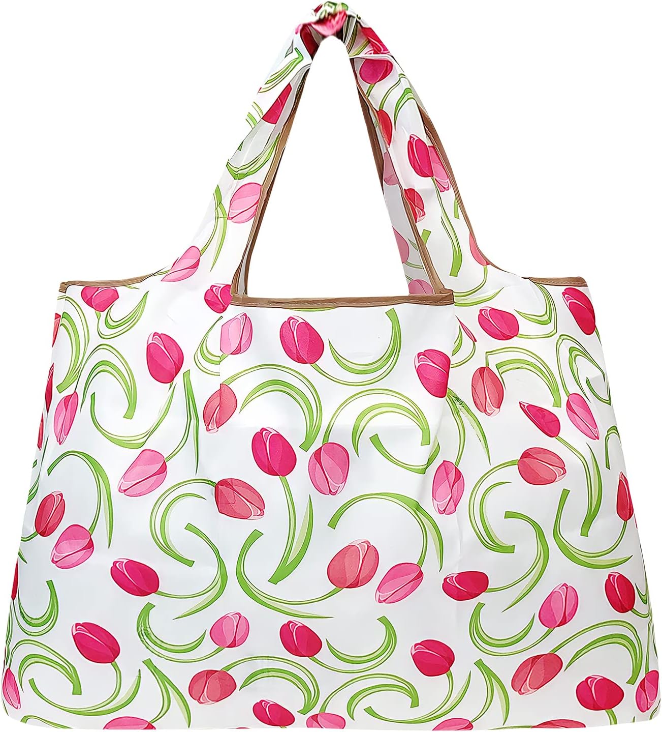 allydrew Large Foldable Tote Nylon Reusable Grocery Bags, Gray Ferns