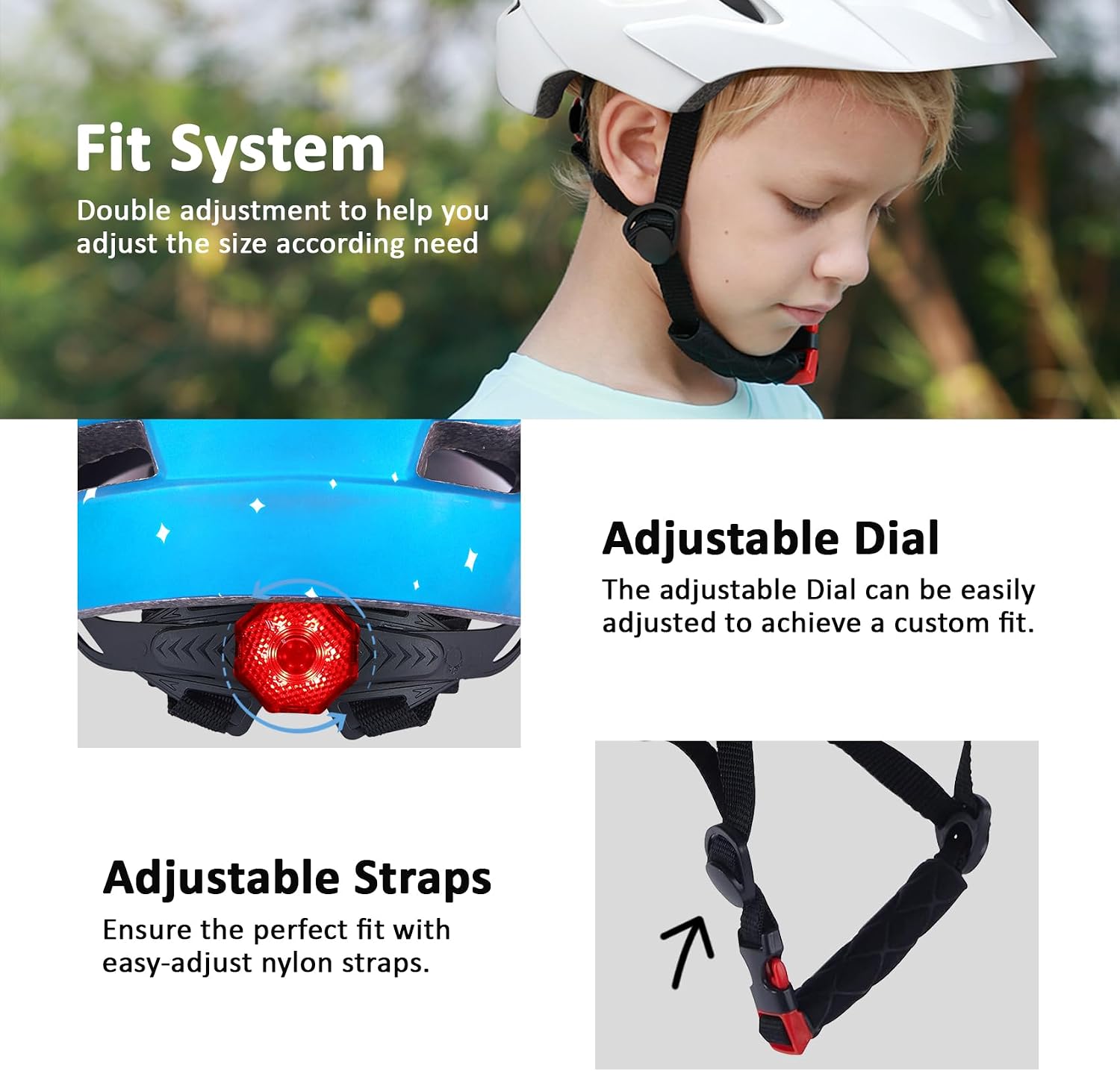 Kids Bike Helmet, Toddler Youth Helmet for Boys Girls, Ages 3-5, 5-8, 8-14