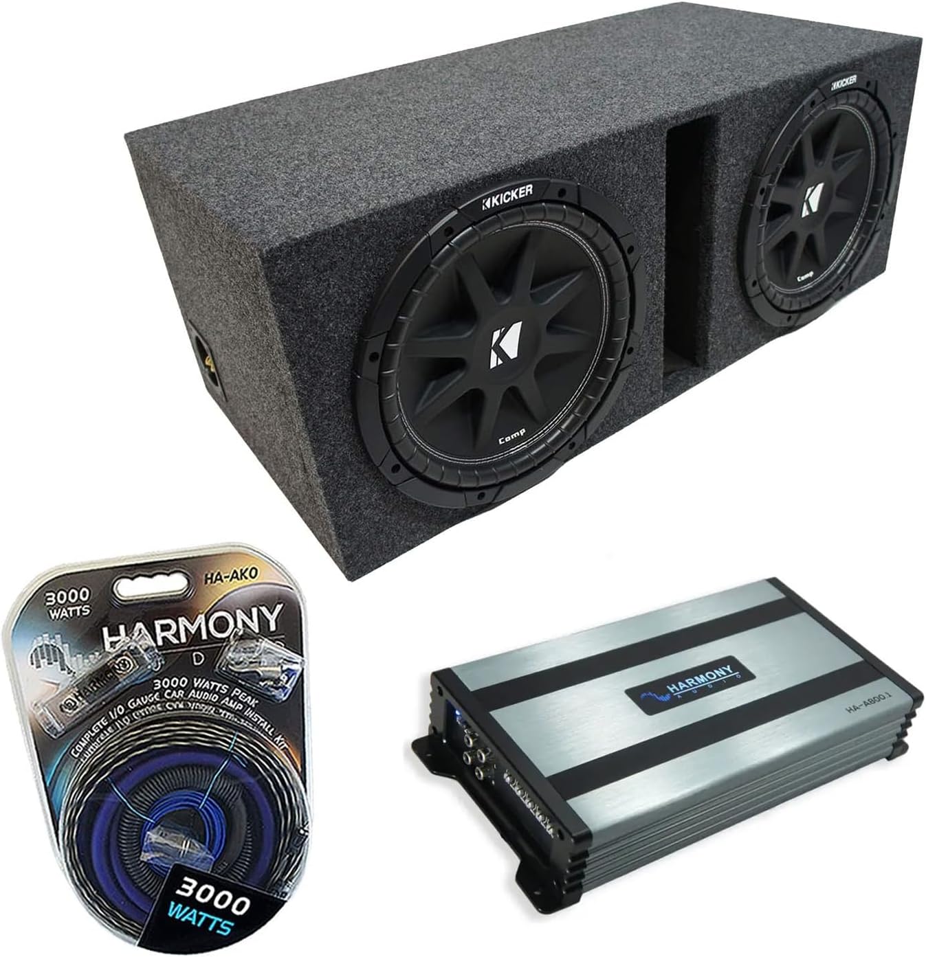 Kicker Comp C15 Dual 15" Loaded Vented Port Sub Box Enclosure HA-A800.1 Amp
