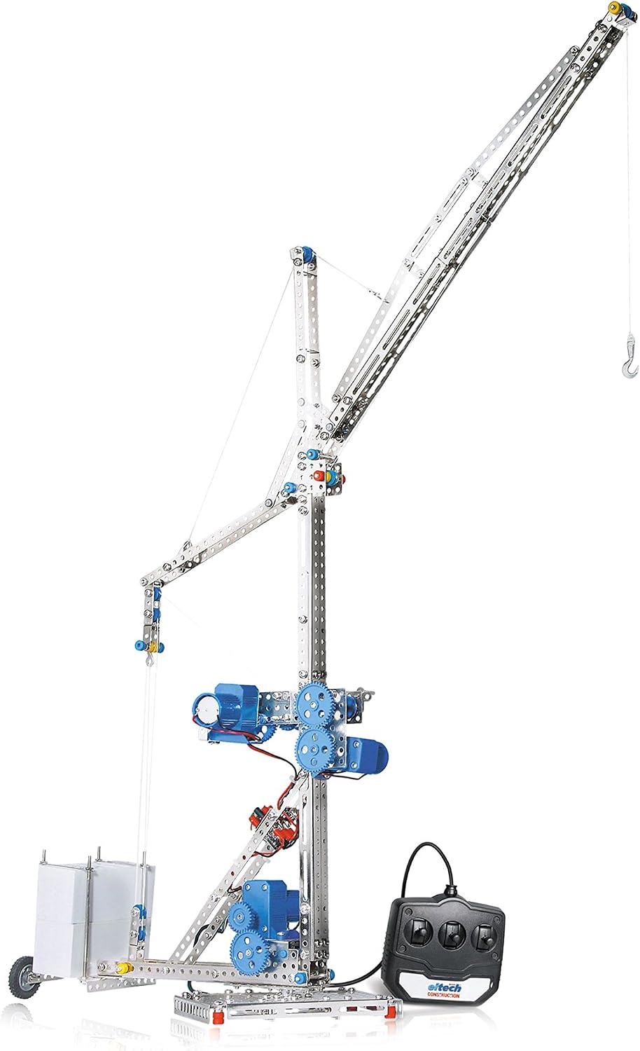 Eitech Exclusive Series Deluxe Motorized Crane Construction Kit, Intro to Engineering and STEM Learning, Steel