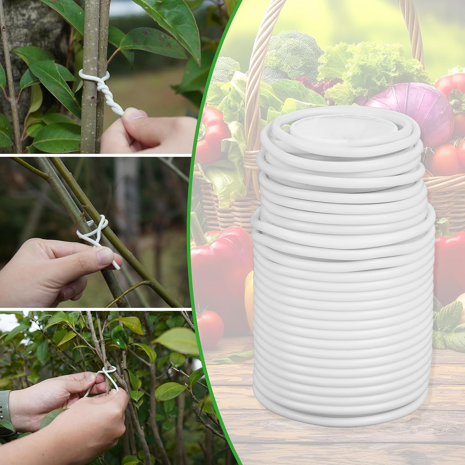Decoroca Soft Plant Ties for Support - 65.6' Reusable Waterproof Plant Wire, 3.5mm Garden Twist