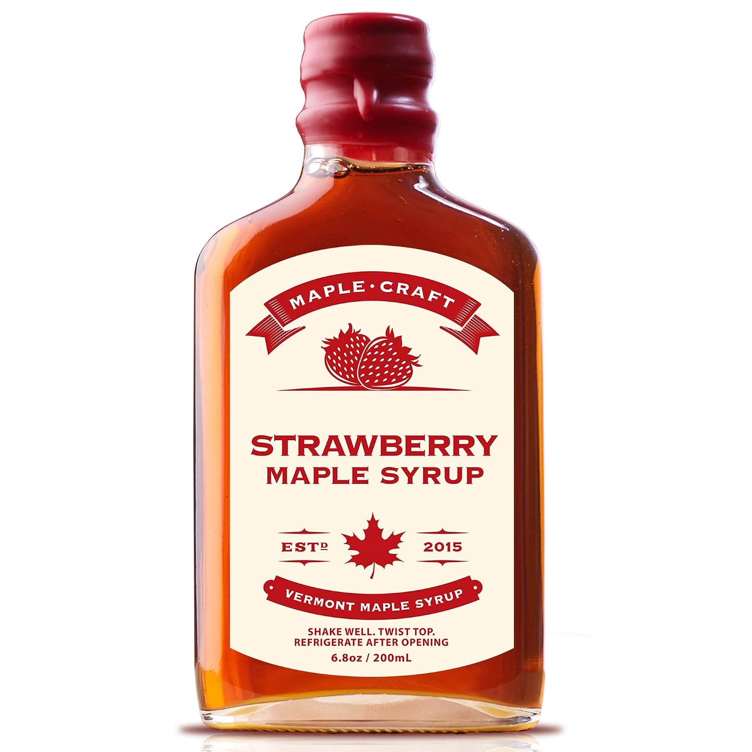 Maple Craft Foods Salted Caramel Maple Syrup – Organic Vermont Maple Syrup with Natural Caramel Flavor & Salt, Gourmet Flavored Syrup for Pancakes, Coffee, Baking and Desserts, 6.8 oz