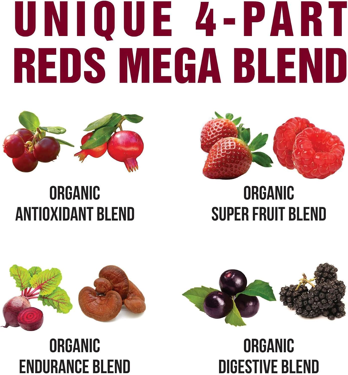 Peak Performance Organic Reds Superfood Powder, Best Tasting Red Juice | Super Food w/ 25+ All Natural Ingredients & Polyphenols