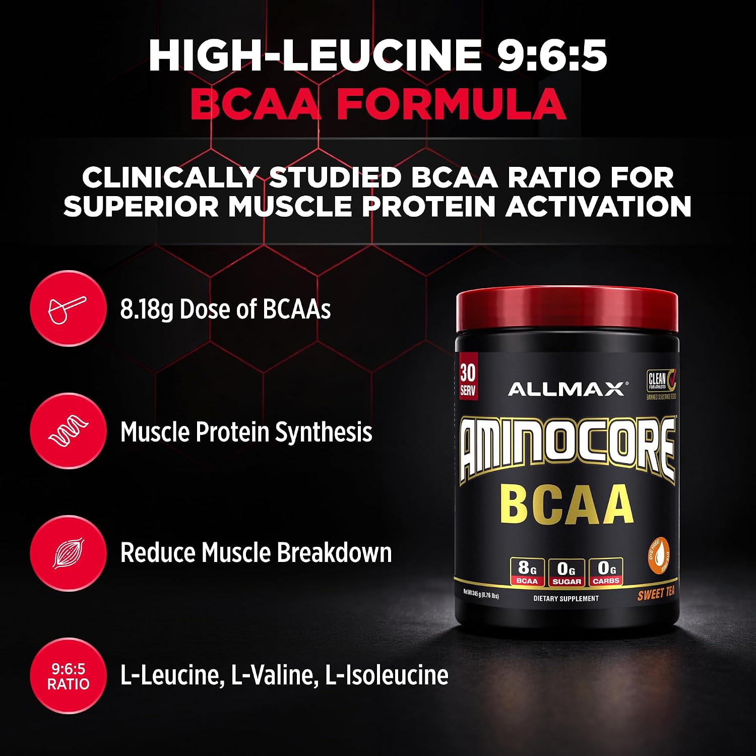ALLMAX AMINOCORE BCAA Powder, Watermelon, 90 Servings, 1035 g