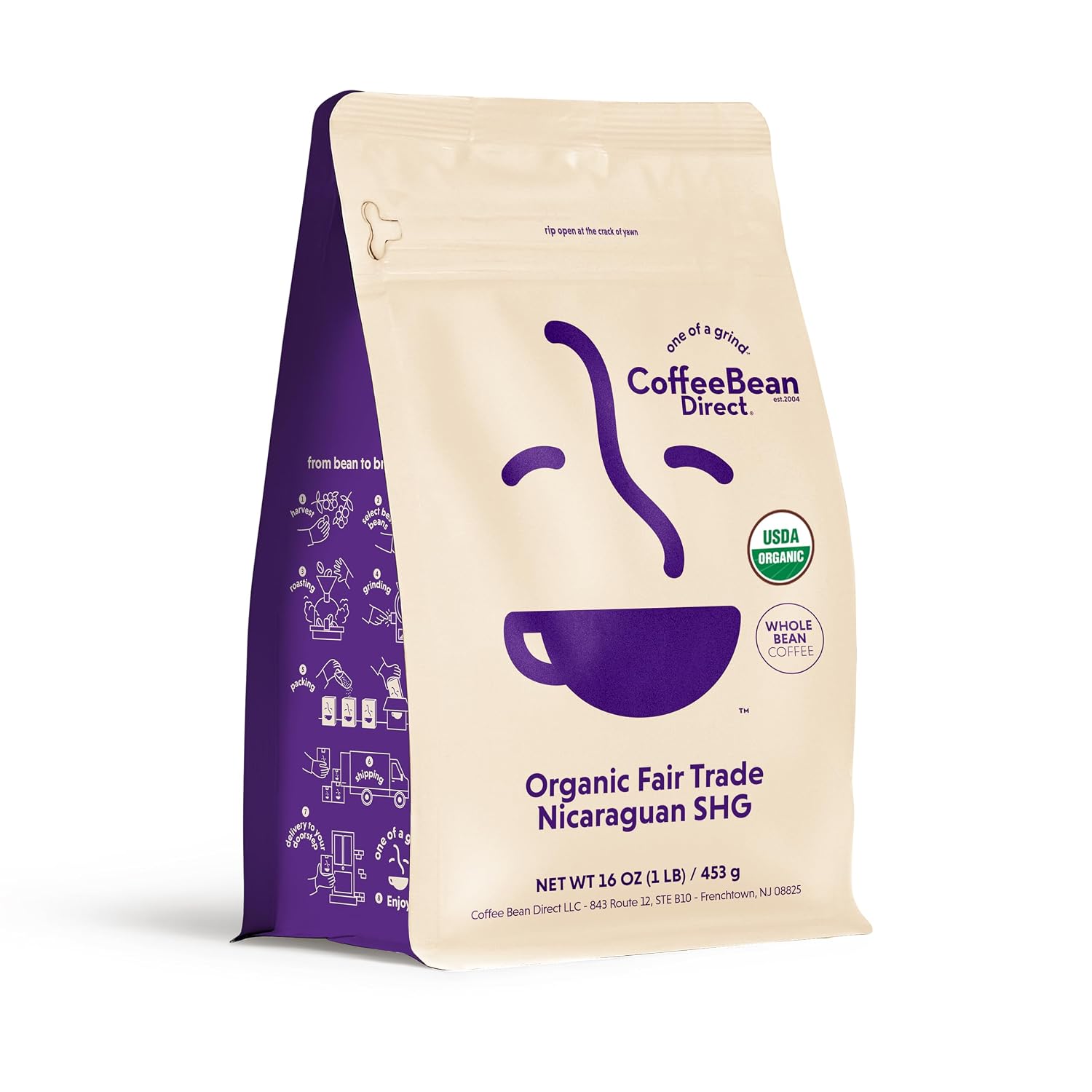 Coffee Bean Direct French Roast Colombian Supremo, Whole Bean, 1lb Bag | Dark Roast, Single Origin Arabica Coffee Beans