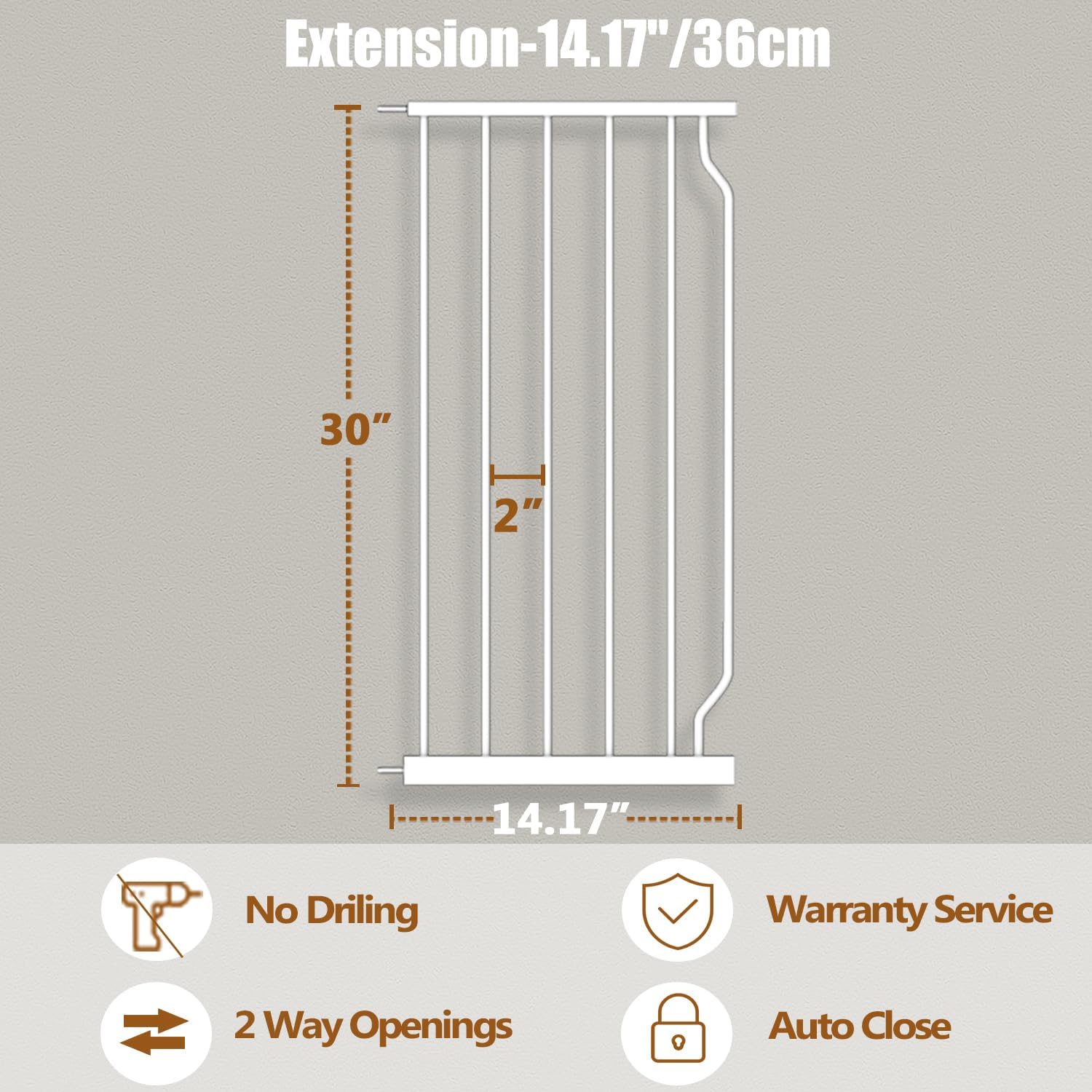 Fairy Baby Extra Wide Baby Gate for Doorways Auto Close Safety Gates for Bedroom, Fits 57.5 Inch to 62 Inch with Pressure Mounted Extention Kit, White | Pressure Mounted No Drill Pet Gate with Door, Heavy Duty Walk-Through Gate for Toddlers, Kids, Dogs,…