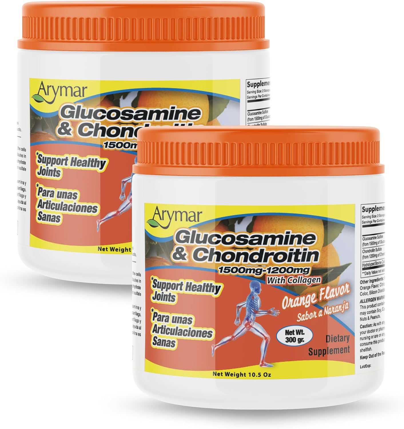 Arymar Glucosamine Chandroitin Powder (1500mg/1200mg) - Joint Health Support Supplement - Helps Maintain Mobility & Flexibility - High Absorption Formula - 300g (10.5 oz)