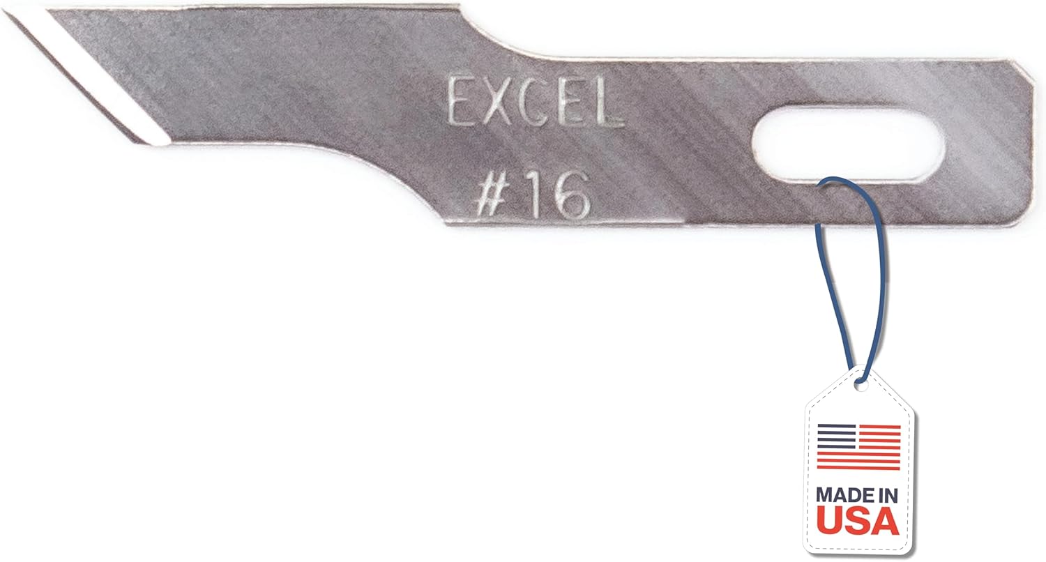 Excel Blades #16 Angled Stencil Edge Replacement Blades – 100-Pack High Carbon Steel Blades for Precision Cutting