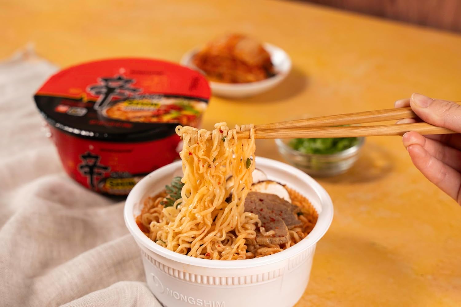 Nongshim Shin Ramyun Bowl Noodles, Spicy Korean Signature Instant Ramyun, Rich Beef Flavored Broth, Quick and Easy, Microwaveable Bowl, 3.03 oz (Pack of 12)