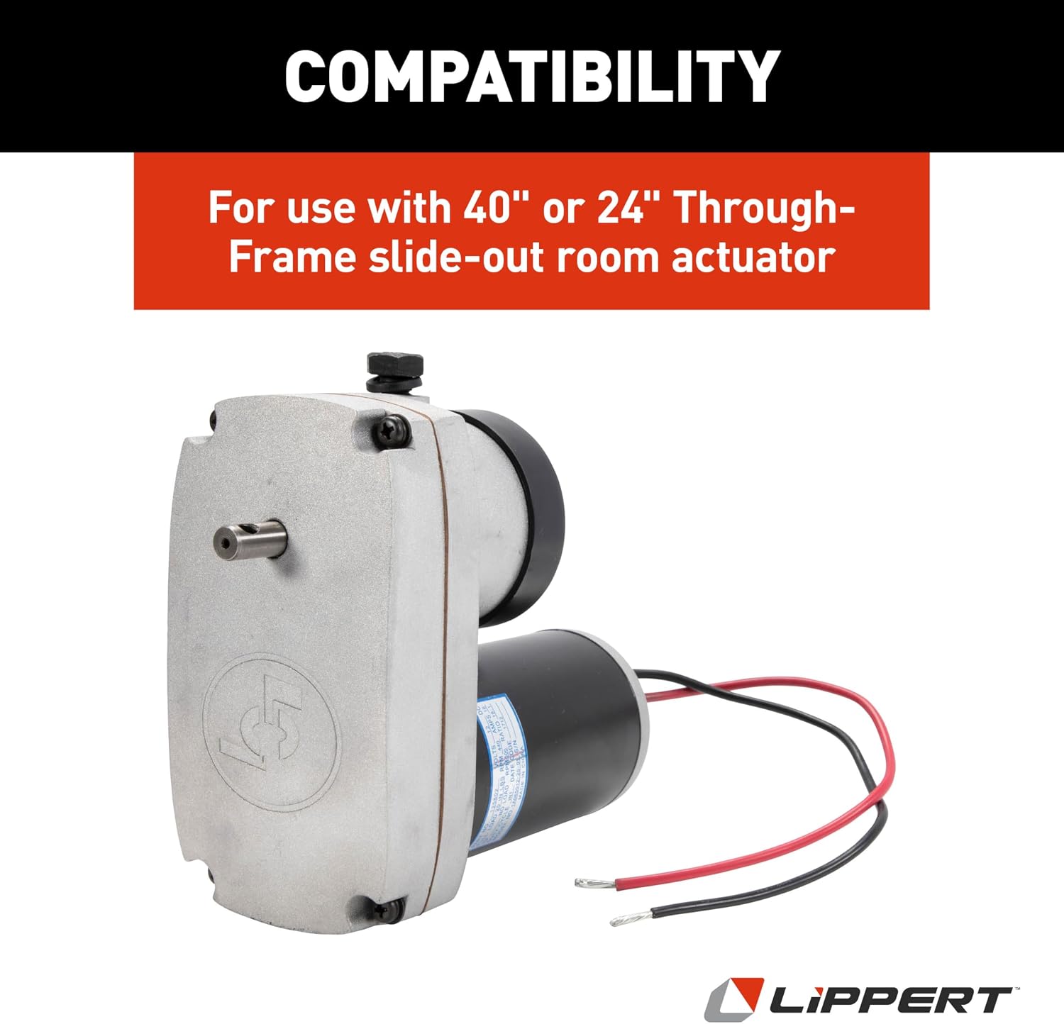 Lippert 12-Volt DC Replacement 18:1 Tuson Through-Frame Slide-Out Motor Assembly without Actuator, 30 Amps, 9,000 RPM - 125802