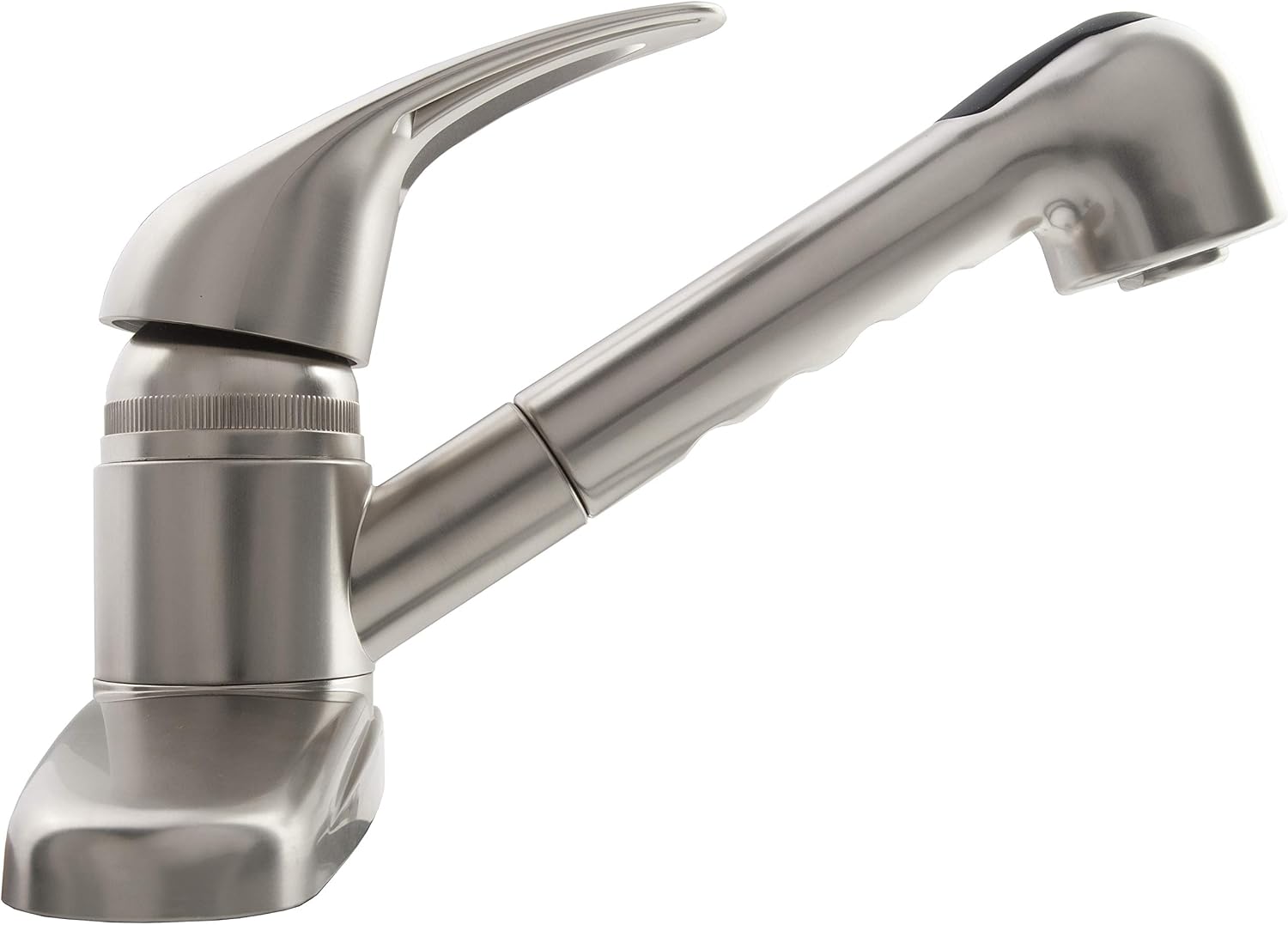 Dura Faucet DF-PK100-SN RV Pull-Out Kitchen Sink Faucet (Satin Nickel) | Corrosion-resistant single-lever build with sprayer. Brushed Satin Nickel. Plated ABS plastic (not metal).