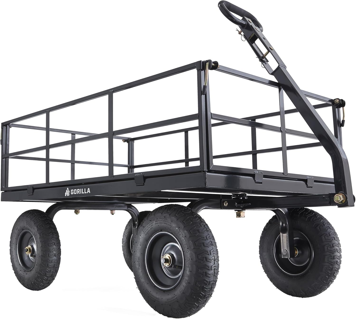 Gorilla Carts 800-Pound Capacity Heavy Duty Steel Mesh Versatile Utility Garden Wagon with Easy Grip Handle for Outdoor Hauling, Red, Model GOR800-COM | 800-lb Capacity Steel Utility Garden Cart for Homeowners and Contractors Hauling Firewood, Bricks and…