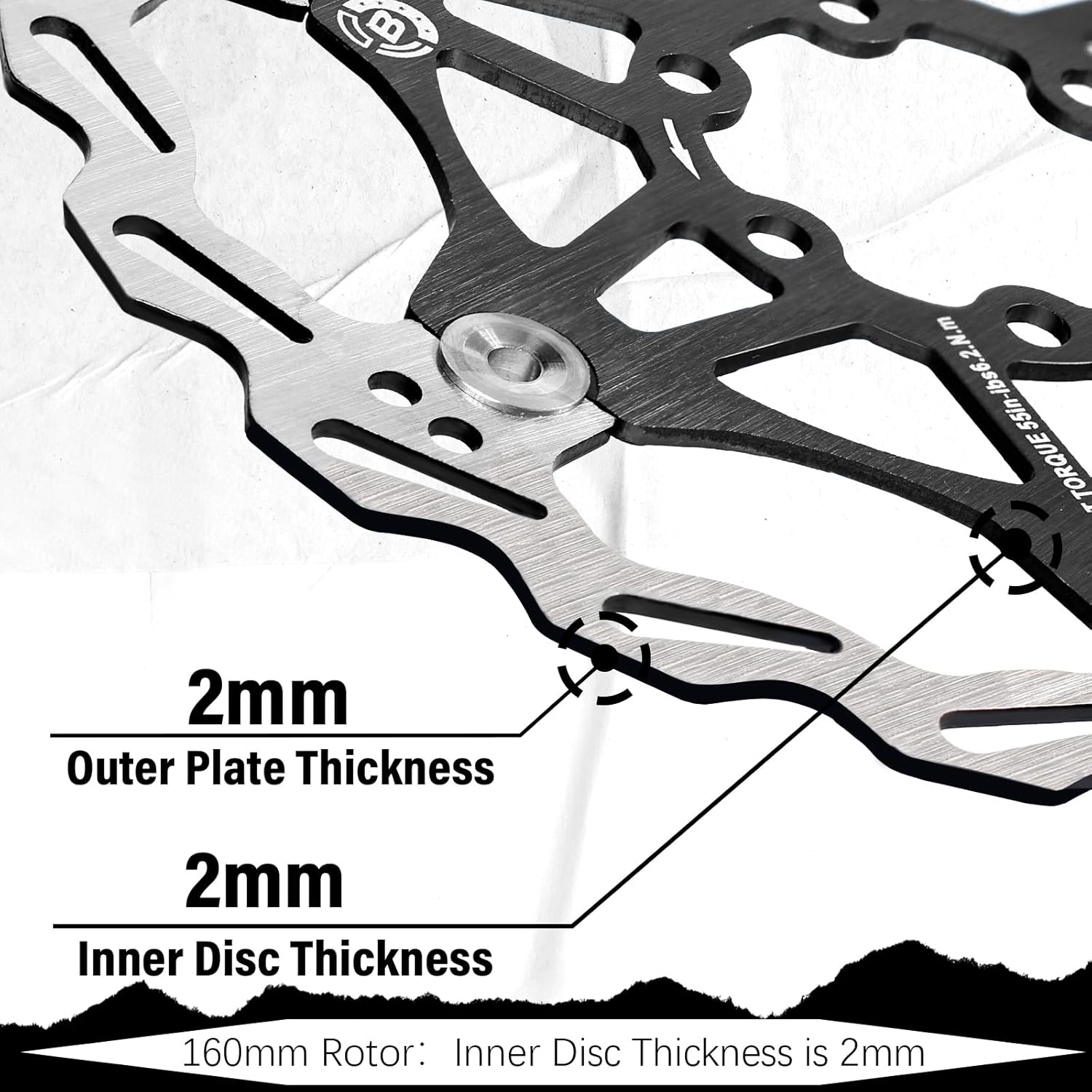 BUCKLOS 160mm 180mm 203mm Floating Disc Brake Rotor, Stainless Steel MTB Brakes Rotors with 6PC Bolts