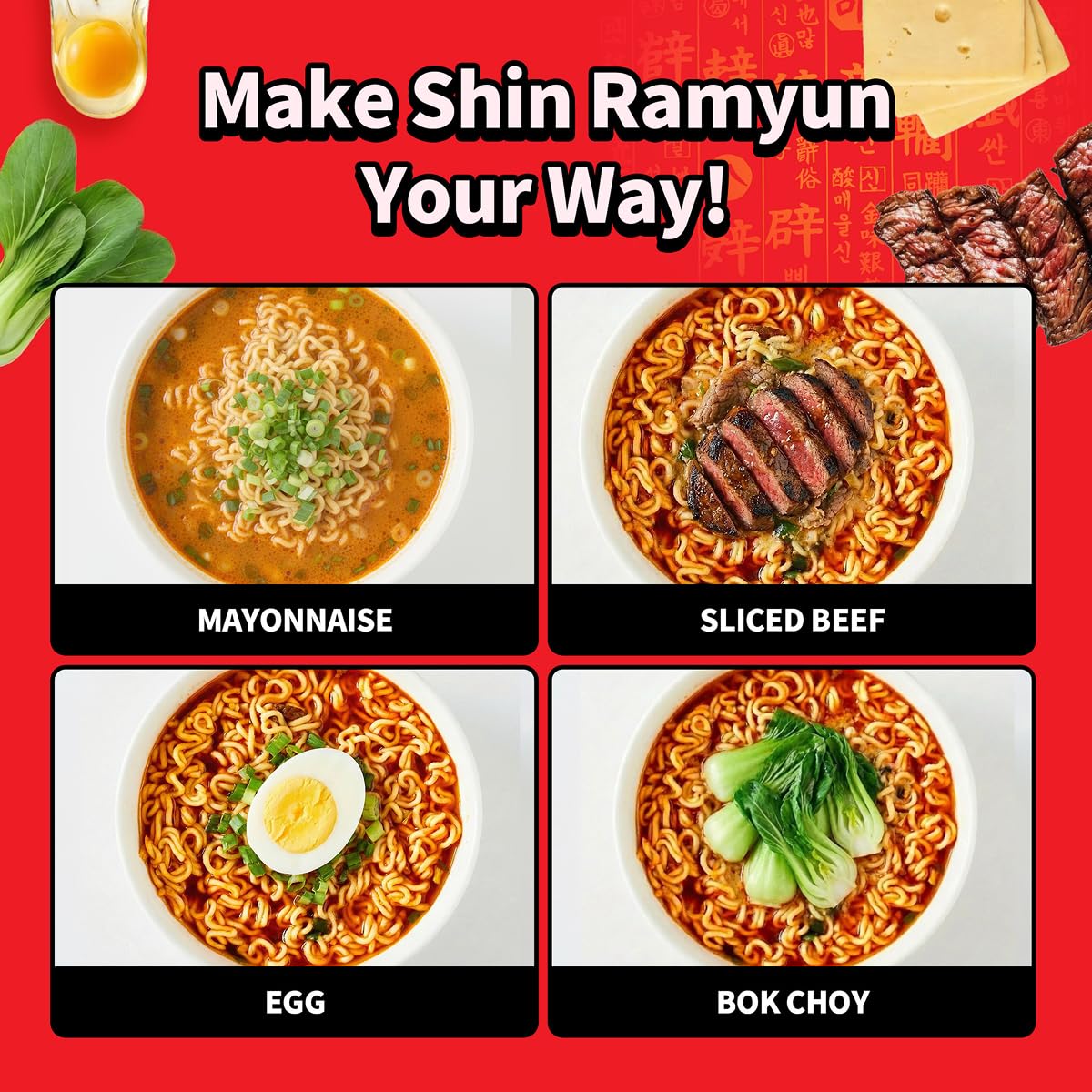 Nongshim Shin Ramyun Bowl Noodles, Spicy Korean Signature Instant Ramyun, Rich Beef Flavored Broth, Quick and Easy, Microwaveable Bowl, 3.03 oz (Pack of 12)