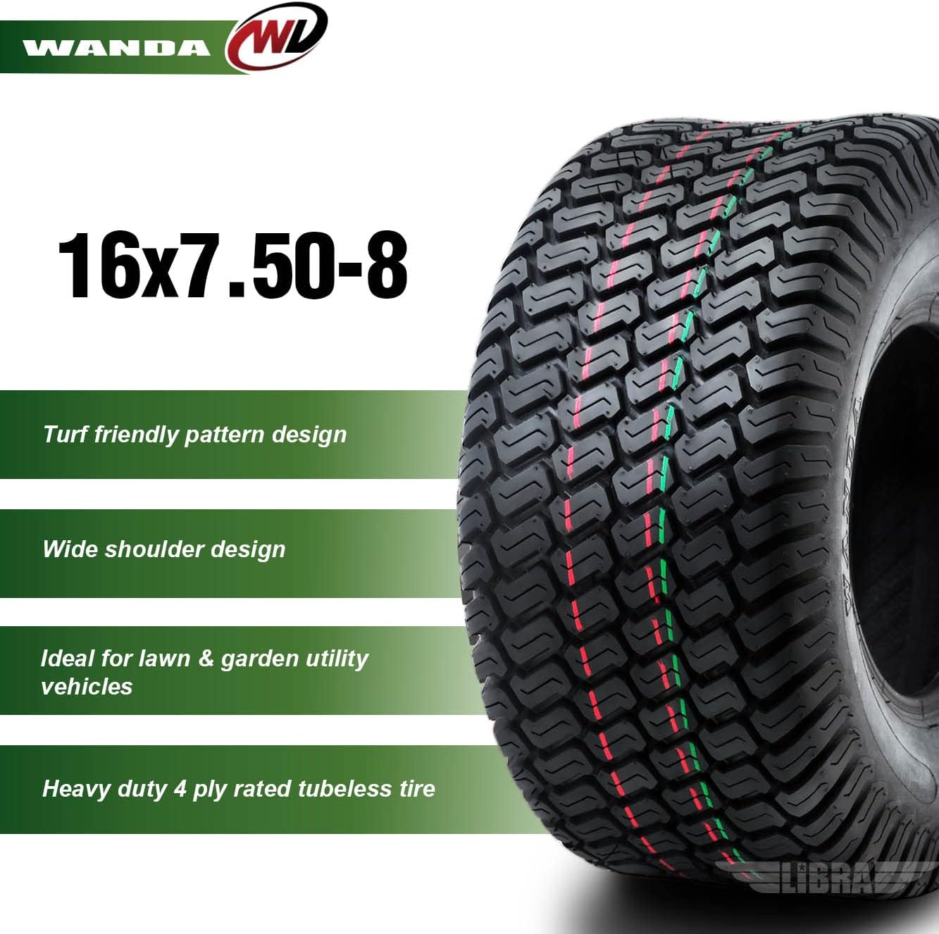 WANDA Set 2 15x6-6 15x6.00-6 Lawn Mower Tractor Turf Tires15x6x6 P332-13016 | Riding Lawn Mover, Garden Tractor
