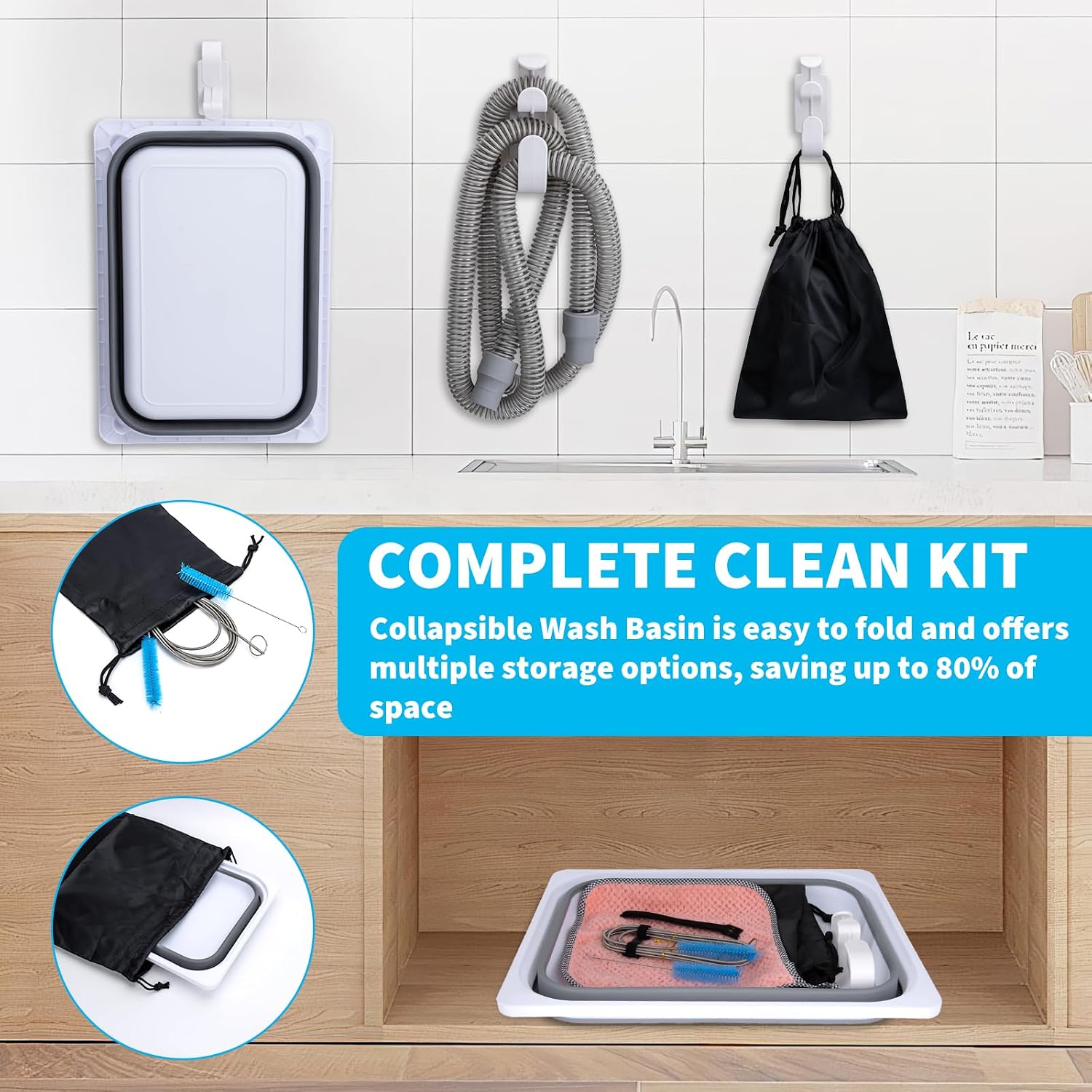 Upgraded CPAP Cleaning Kit, 7 ft Tube CPAP Cleaner Brushes for 15mm, 20mm and 22mm Hoses, CPAP Cleaning Supplies for Hose and Mask