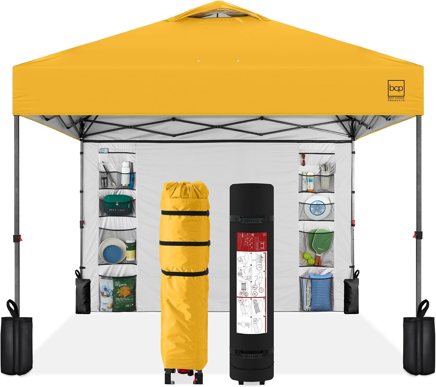 Best Choice Products 10x10ft Pop Up Canopy Tent, Outdoor Shade, 1 Person 1 Minute Set Up, Carry Case, 4 Weight Bags - White