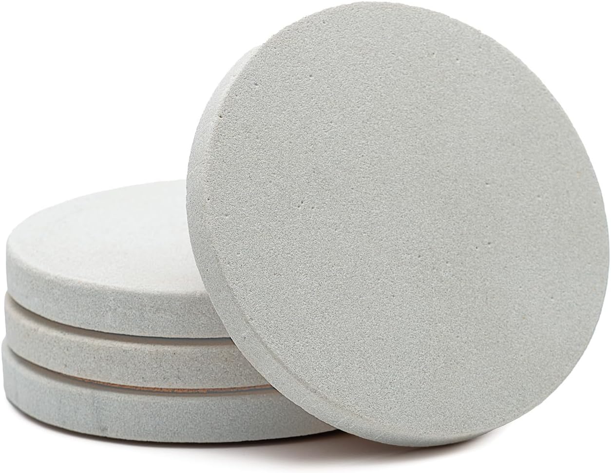 Thirstystone Round Natural Sandstone Coaster 4 Pack | 4" Diameter, Protective Cork Backing, Absorbent