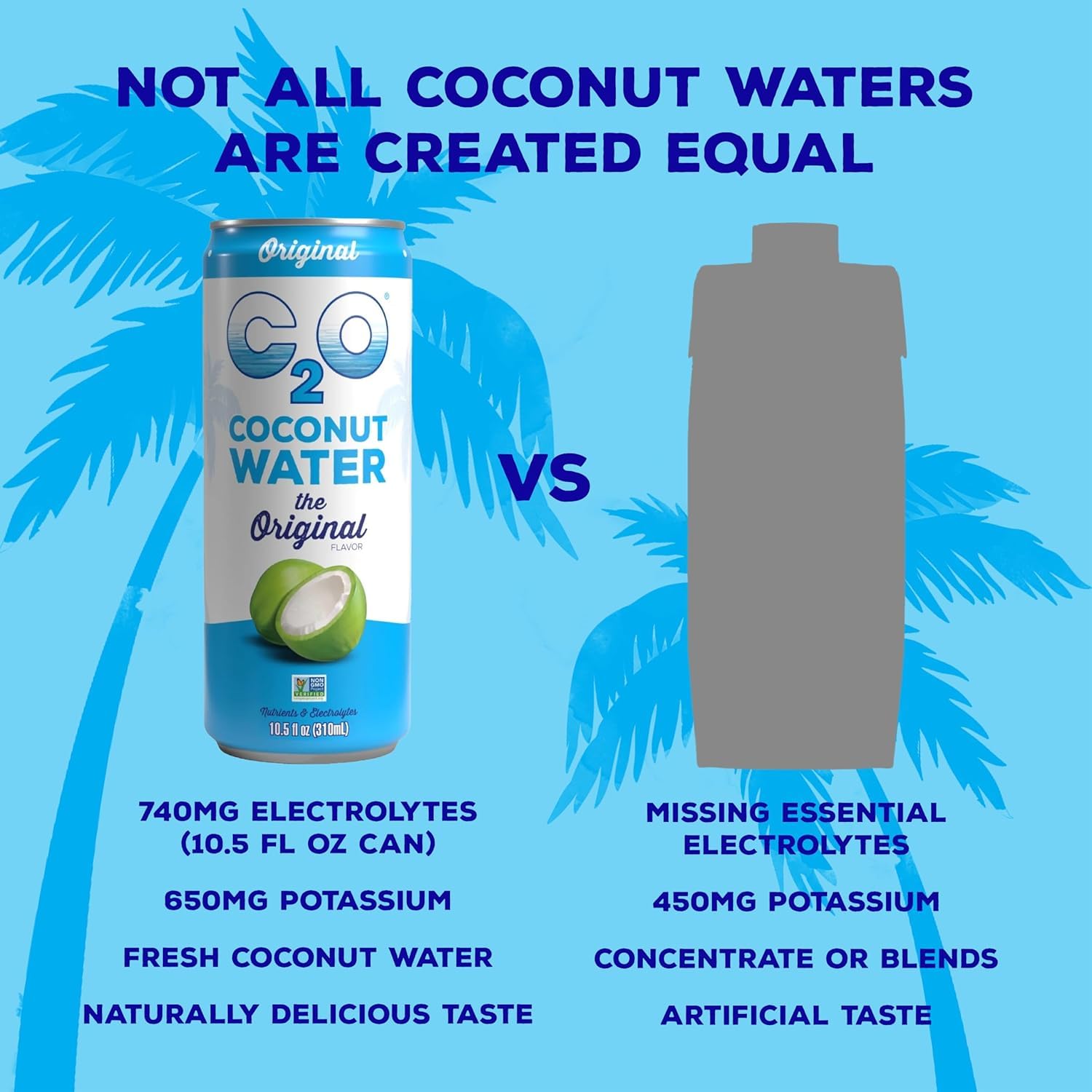 C2O - Coconut Water with Pineapple (12 Pack) - Made with Fresh Coconut Water - Plant Based - Non GMO - Canned Water - Natural Hydration, Essential Electrolytes, & Potassium - 12 Cans, 17.5 FL OZ