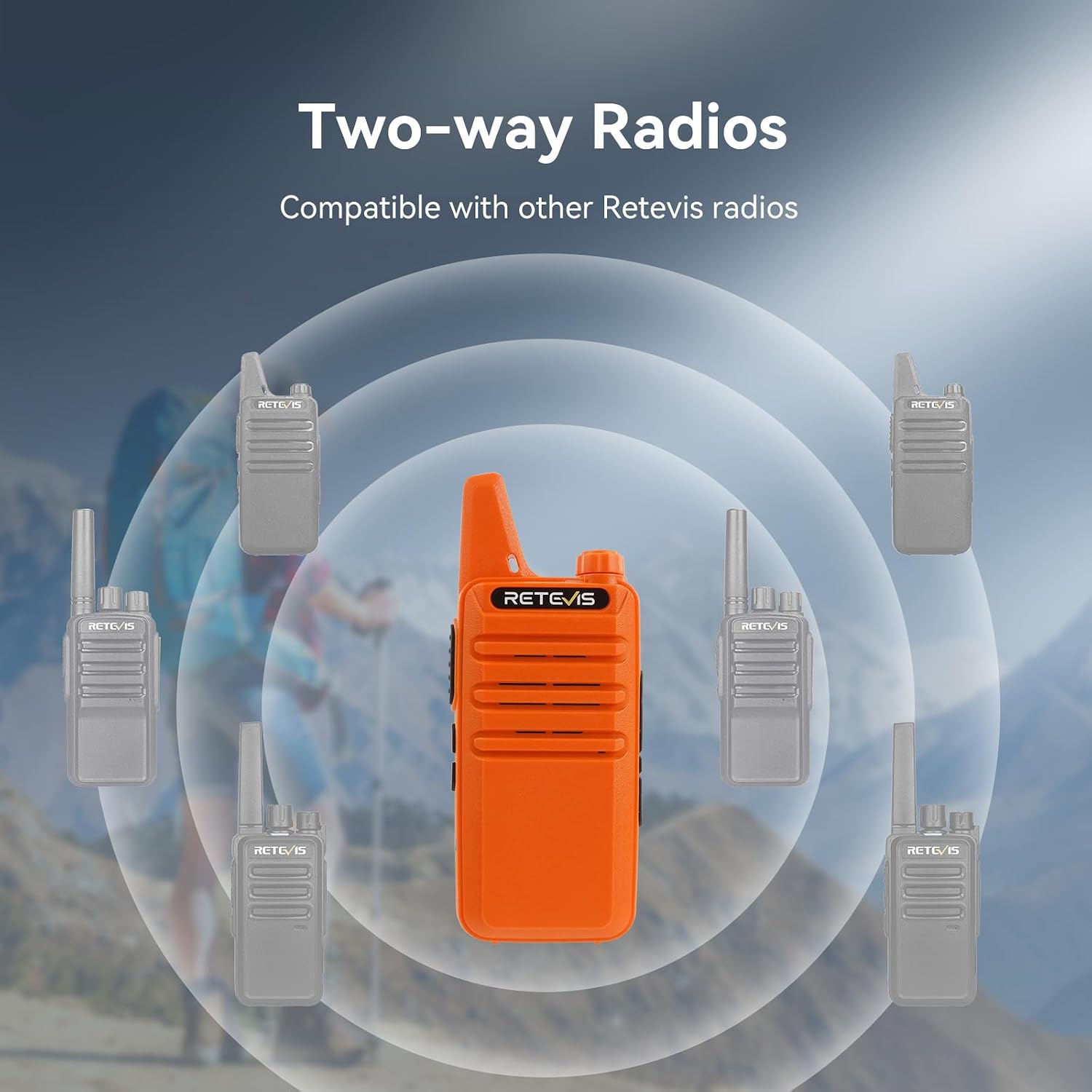 Retevis RT22 Compact & Lightweight FRS Walkie Talkies Long Range (4 Pack) | For Small Business, Camping, Hiking, Cruise, Safe Short Antenna, Comfortable to Carry, Loud & Clear Audio, USB-C