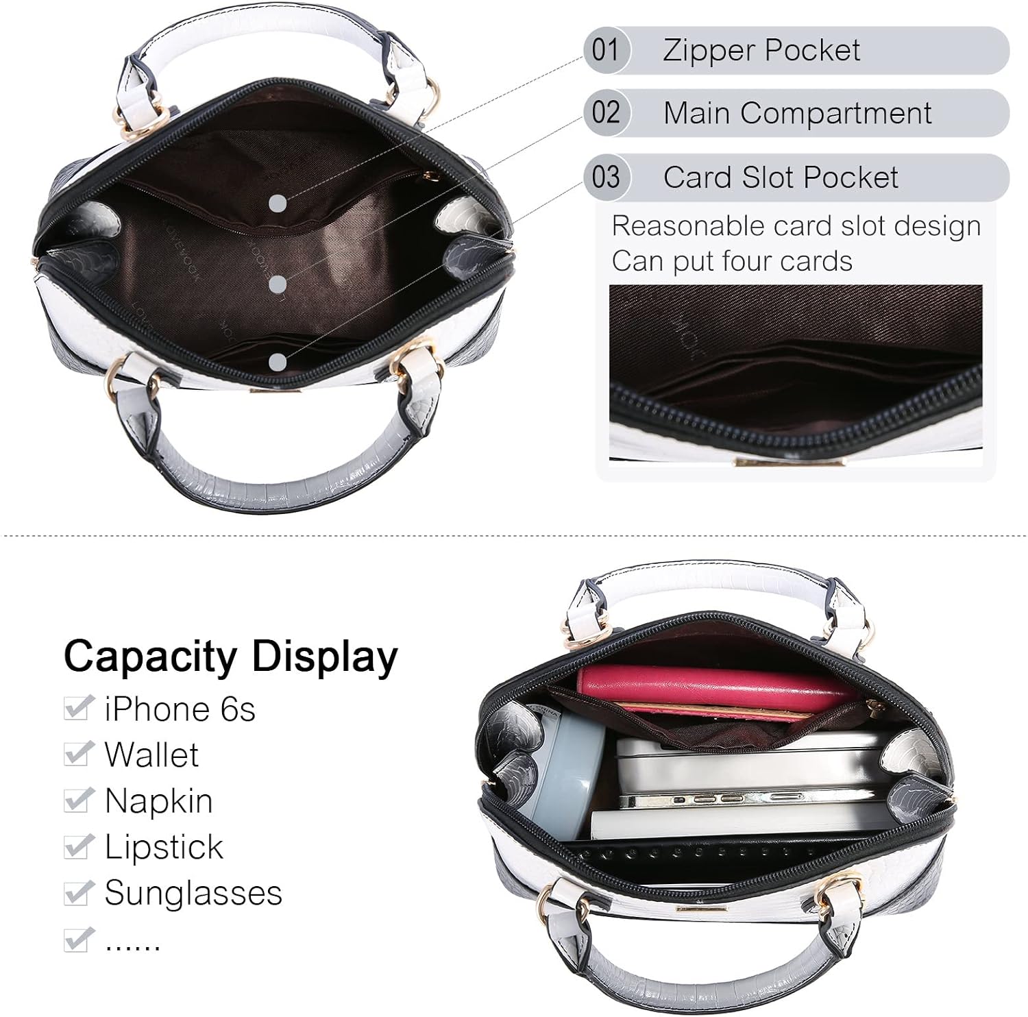 LOVEVOOK Purse for Women, Crossbody Dome Satchel Handbag with Double Zip