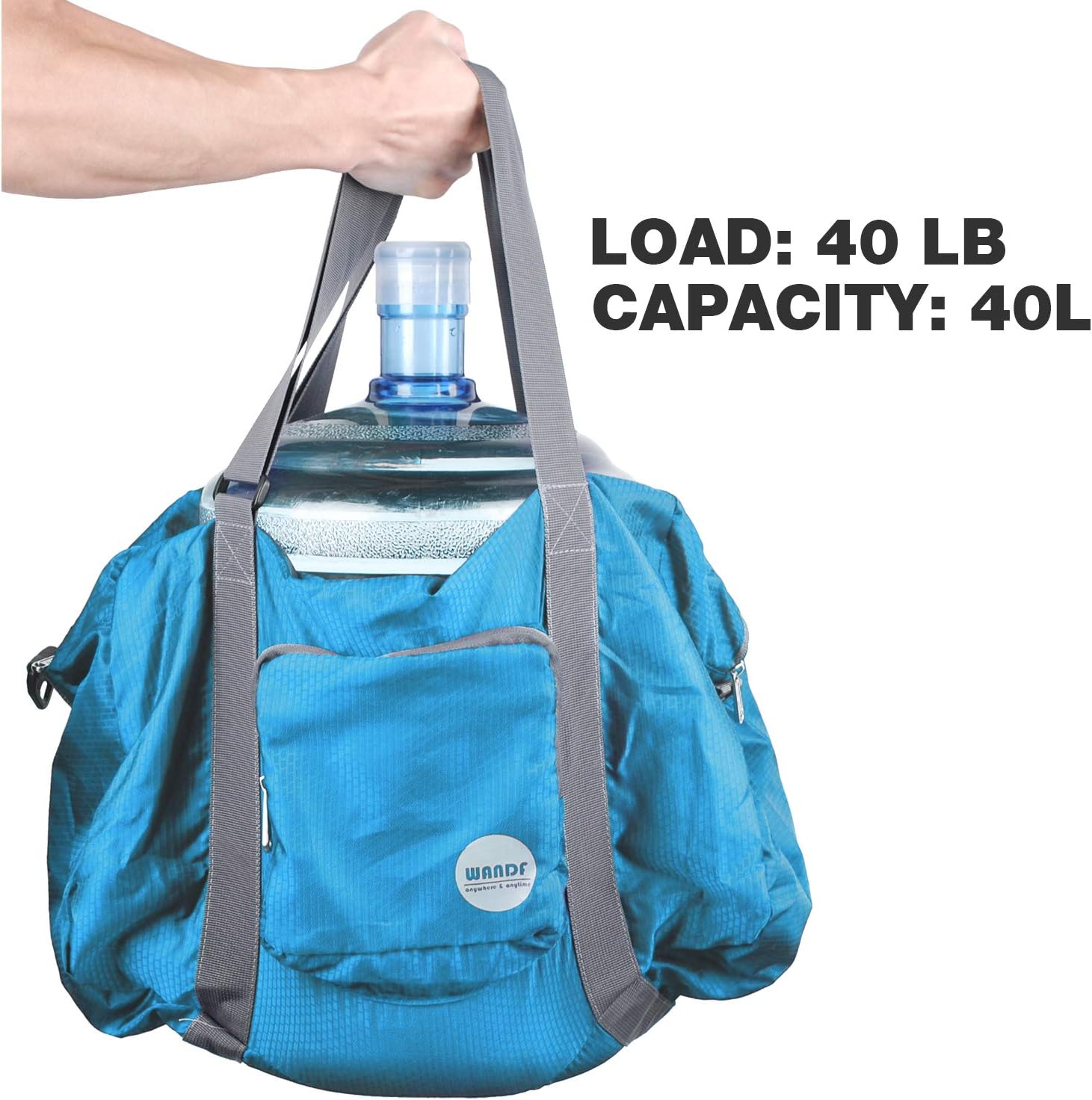 WANDF Foldable Personal Item Bag, Carry on Travel Duffle Bag | Frontier Airline Underseat Fit, 18x14x8 inches, Weekend Overnight Trips, Packable