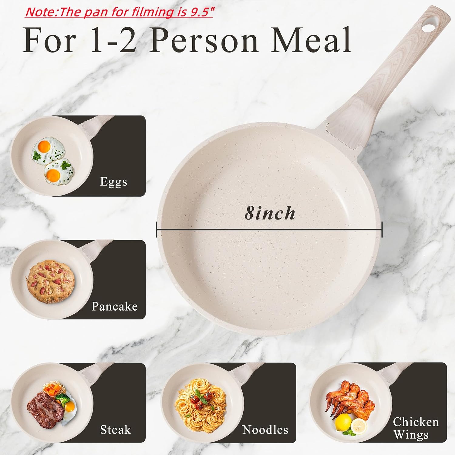 Induction Nonstick Frying Pan,Light Weight Skillet,Healthy Non Toxic Omelet Pan,All Stoves Compatible Egg Pan (grey, 8inch)