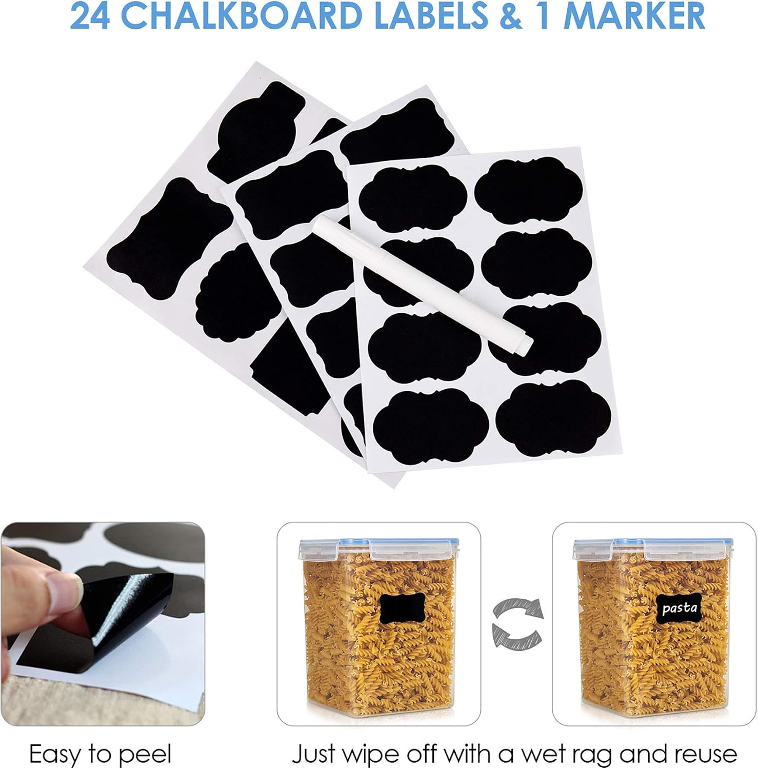 Vtopmart 5.2L Flour Sugar Storage Containers, 4 PCS, Black