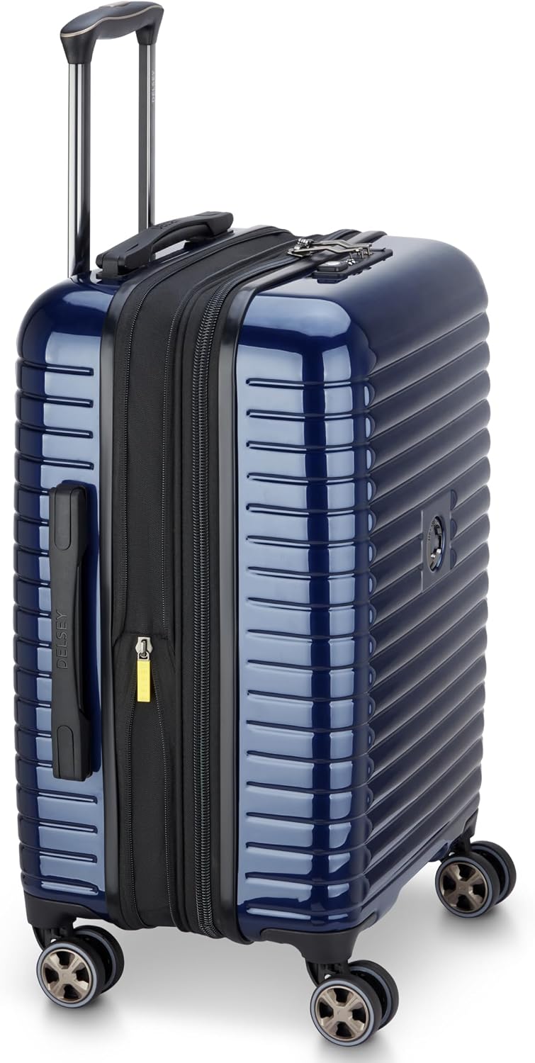 DELSEY PARIS Cruise 3.0, 20 Inch Carry-On Hardside Luggage, Deep Sea Navy | Expandable Suitcase, Lightweight 100% Polycarbonate Shell, Dual-Density Spinner Wheels, USB Port, TSA Lock