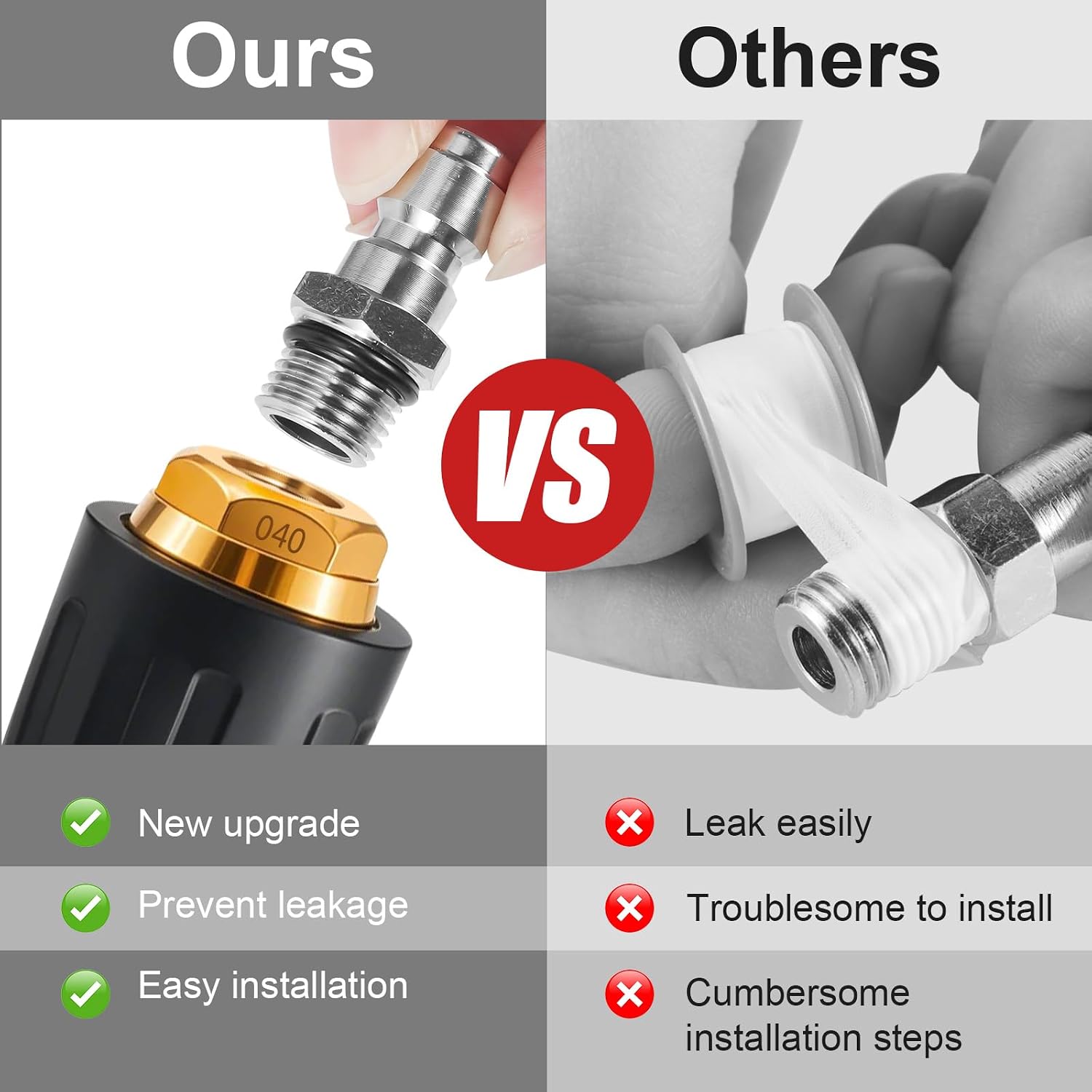 Pressure Washer Tips Turbo Nozzle Pressure Washer 4000 PSI Max Rotating Pressure Washer Nozzle with 2PCS 1/4'' Quick Connect for Cleaning Brick