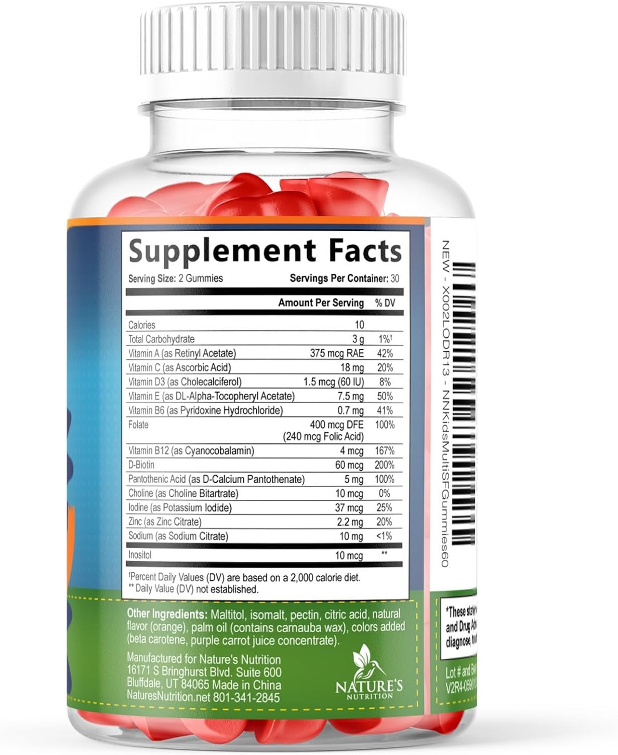 Kids Multivitamin Gummies - Sugar Free - Tasty Orange Flavor Gummy - Daily Immune Support with 100% Vitamin B12 - Essential Vitamins A, C, D3, E, B6